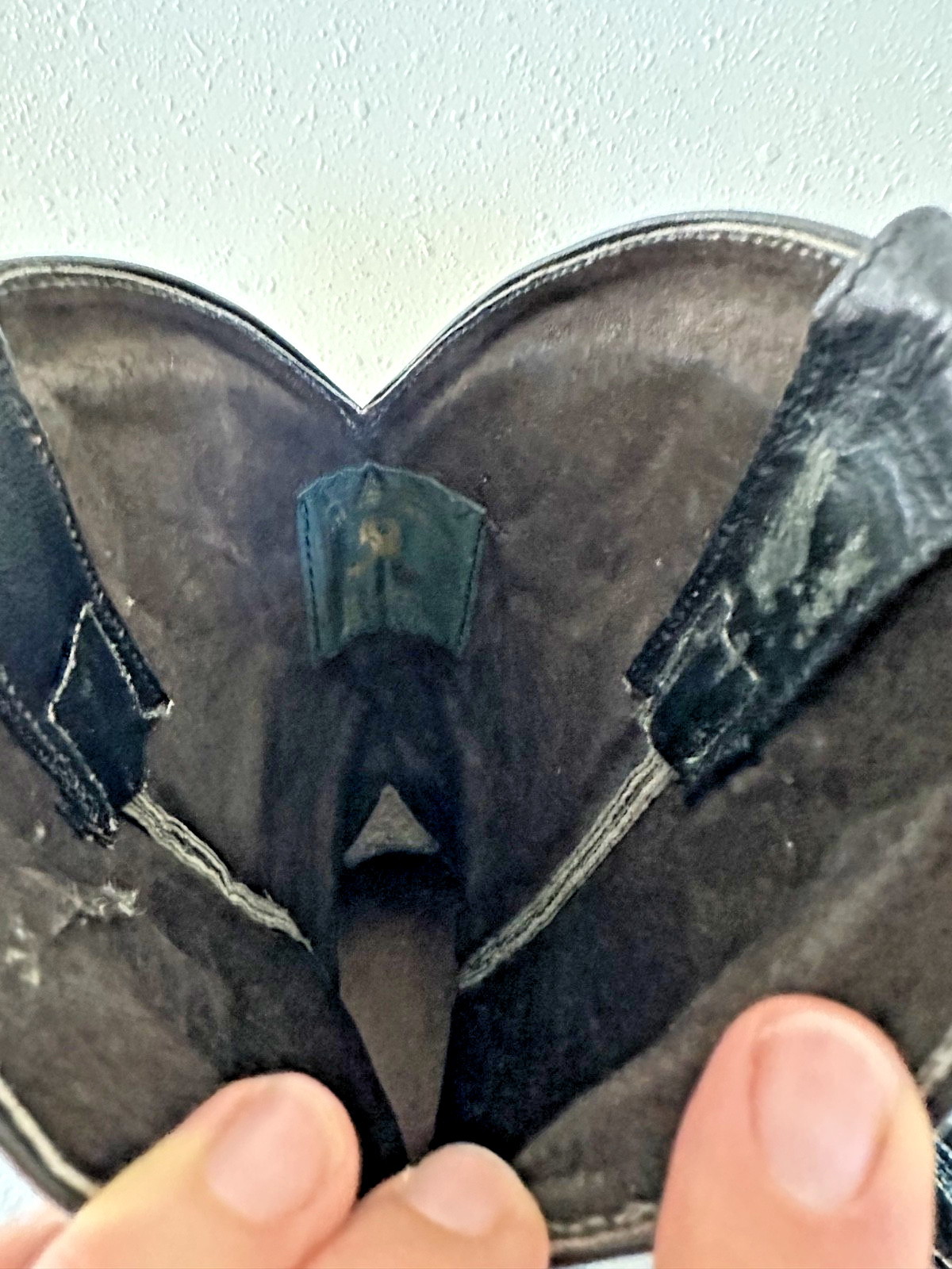 John Davis Cowboy Boots Black Ostrich Embossed Blue Butterfly Stitching W 9 M 7