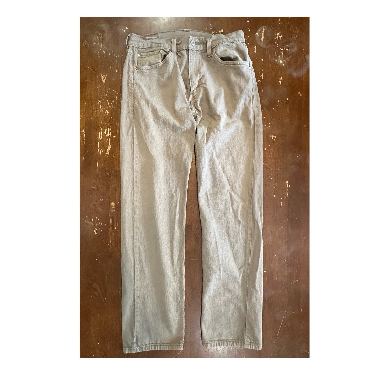 Levi’s 505 Series Beige Denim Straight Jeans Men’s Regular Fit 5-Pocket Logo