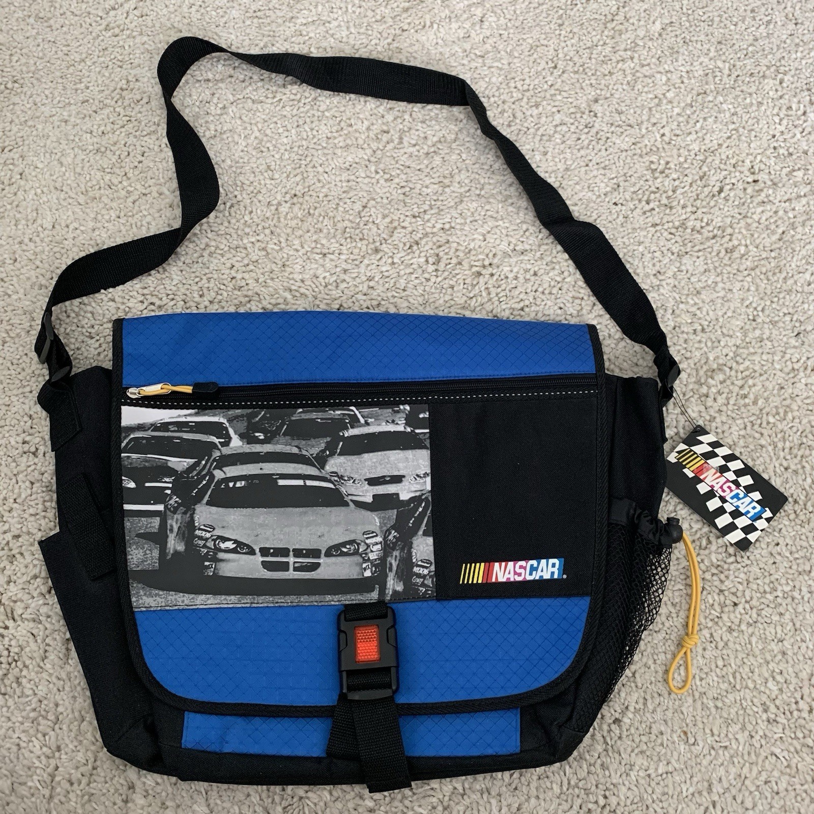 NASCAR Messenger Bag Mens / Unisex Licensed Crossbody Blue/Black Zip Pockets NEW