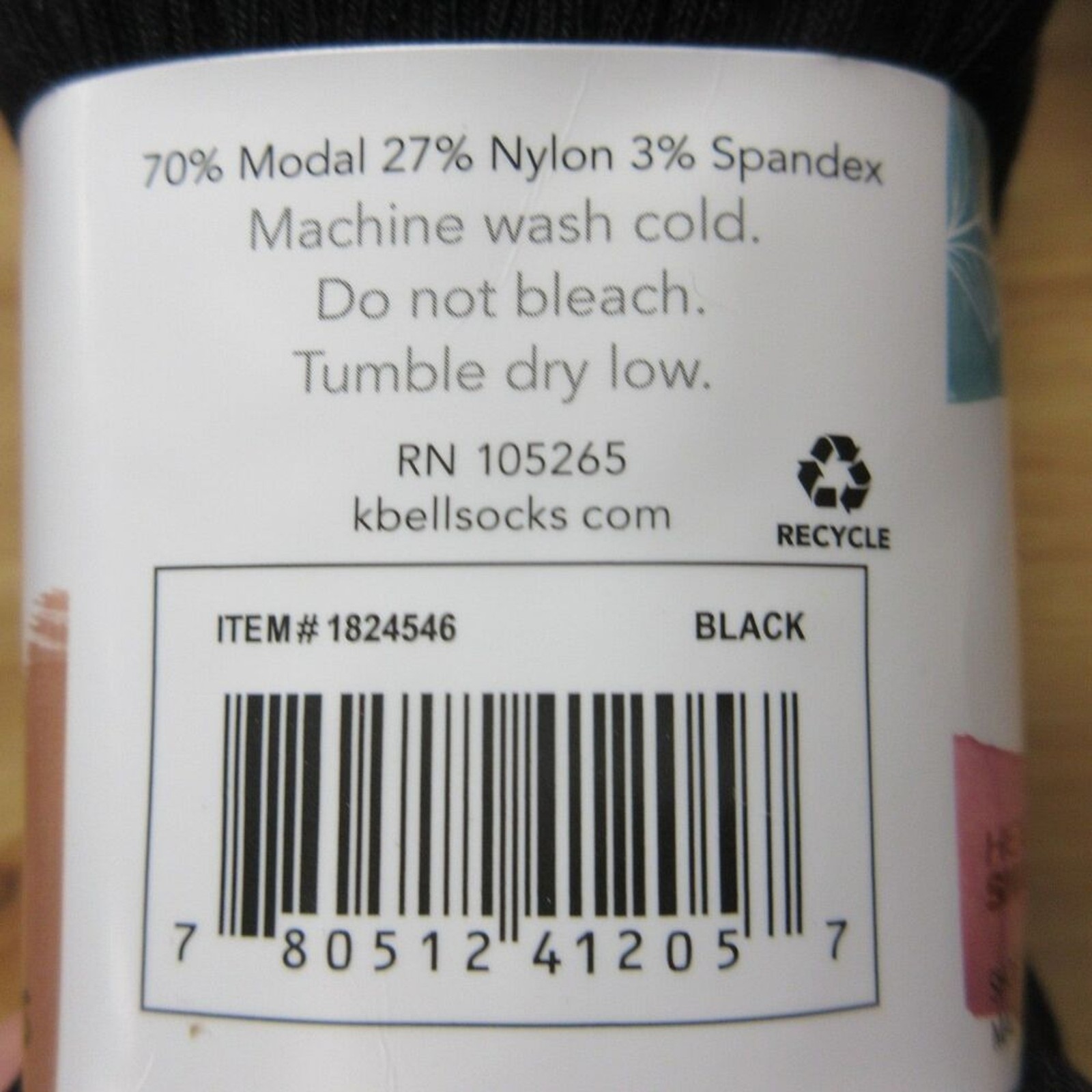K. BELL Modal Roll Top Socks, Womens, 6 Pairs, Black, Fits Shoe Sizes 5.5-10 NWT