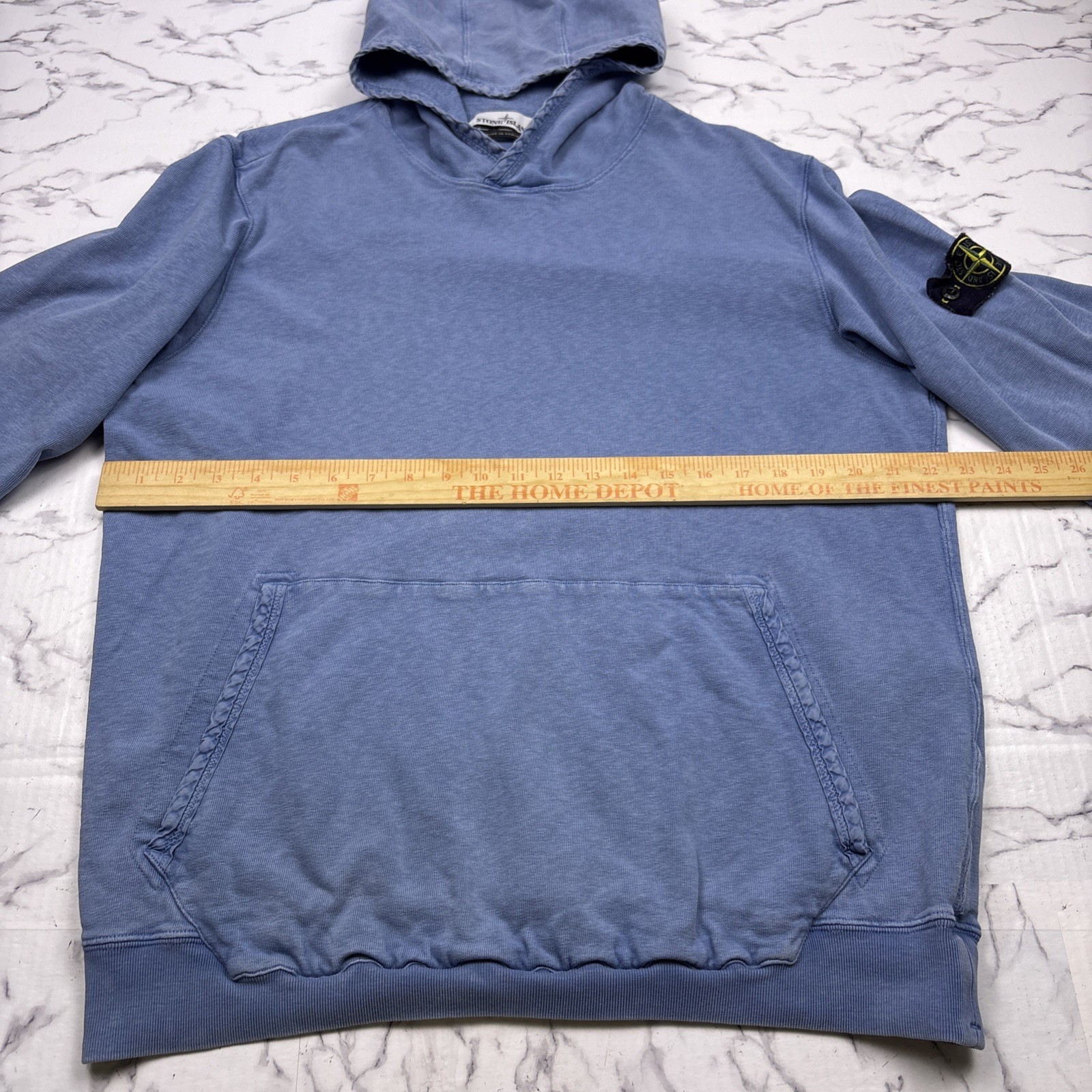 Stone Island Blue Hoodie Pullover Classic Sweatshirt Logo Patch Men’s Sz 2XL