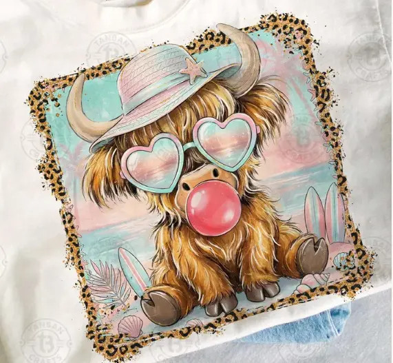 Summer vibes, Highland cow, Funny beach shirt print, Summer design, Beach tee