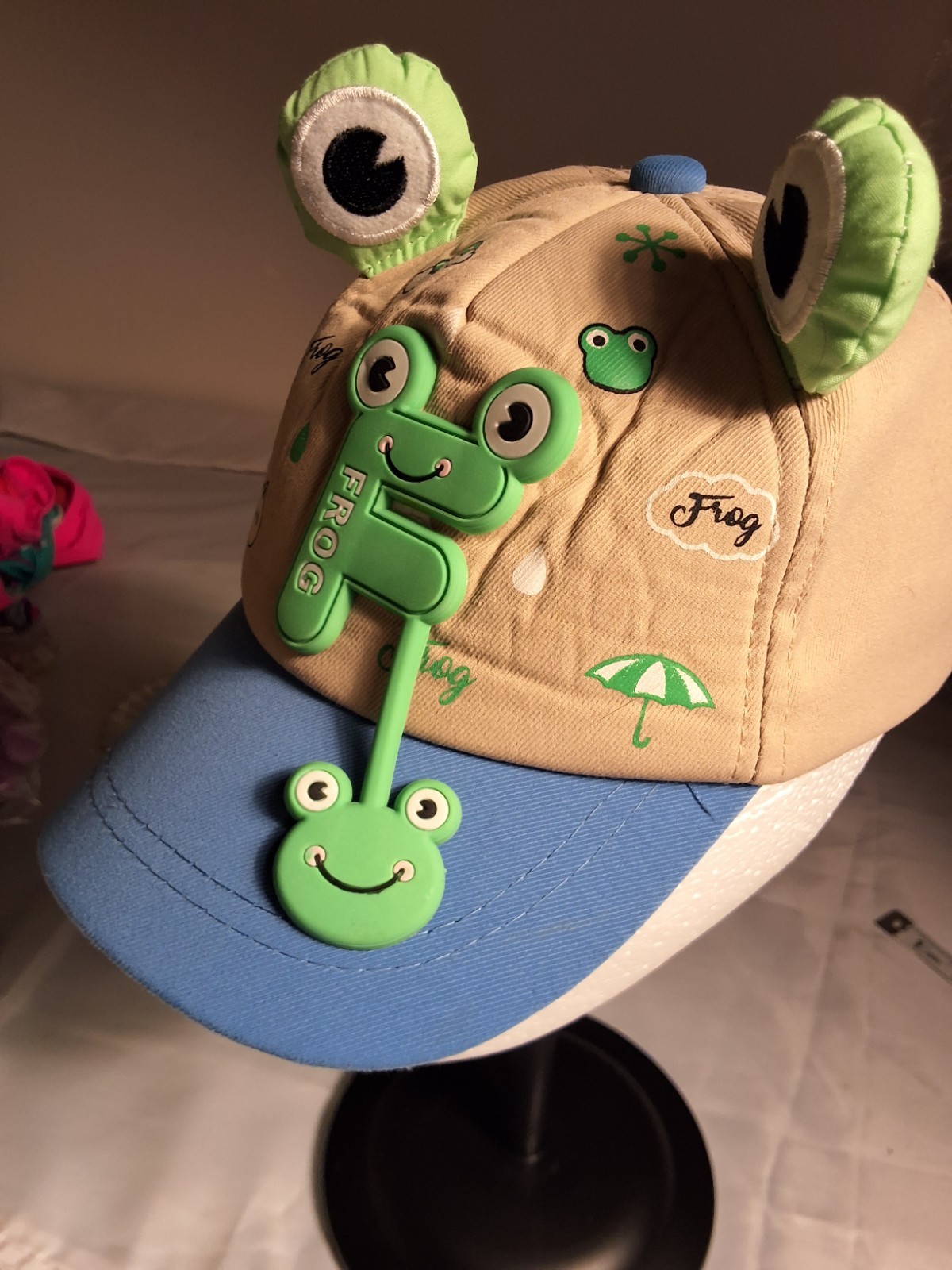 SLOVIC Youth 3D Frog Baseball Cap 1 Size Adjustable Sun Hat Unisex Blue & Khaki