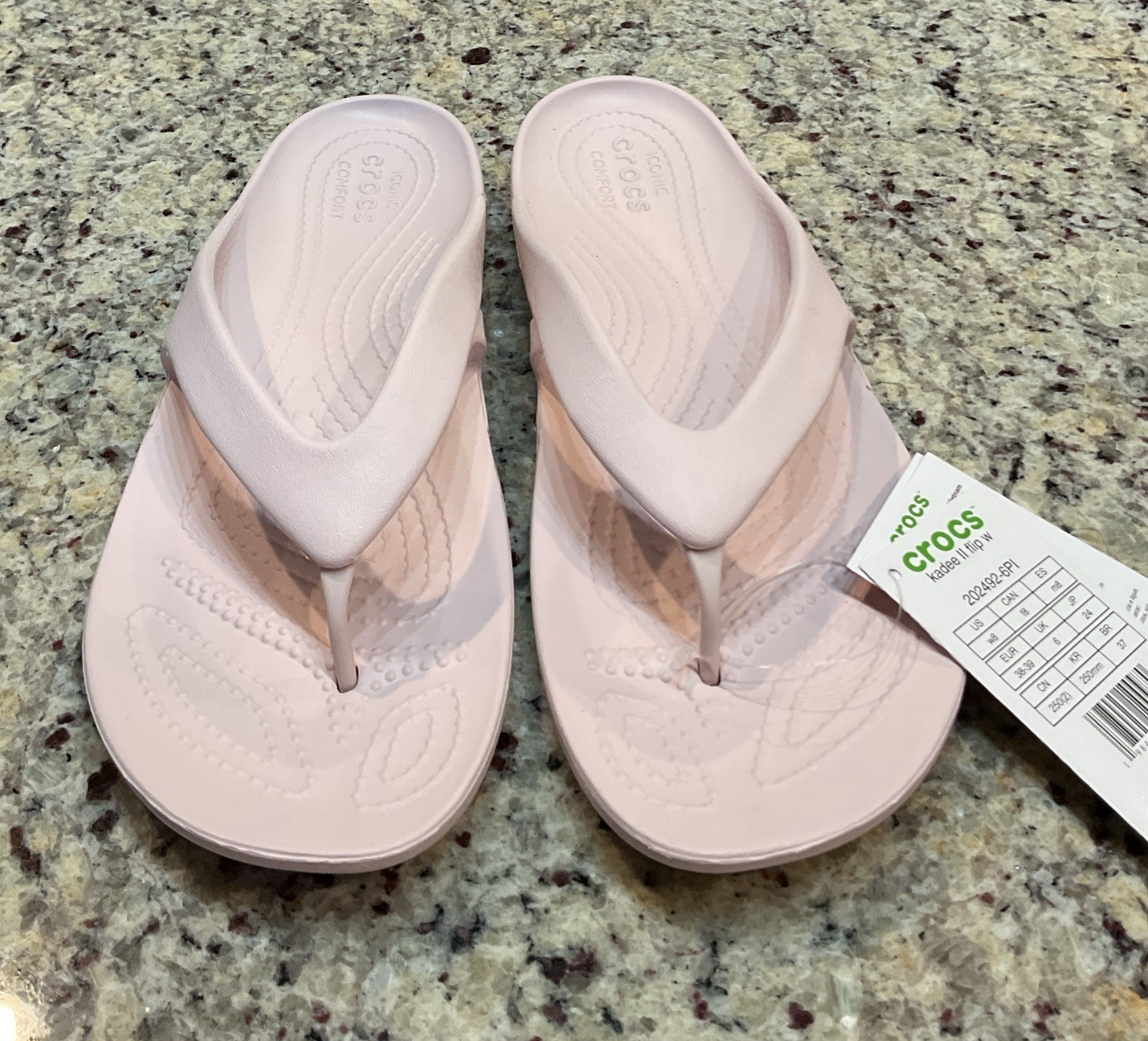 CROCS Women’s Sz 8/EUR 38 – 39 Kadee II BARELY PINK Flip-Flop 202492-6PI NWT