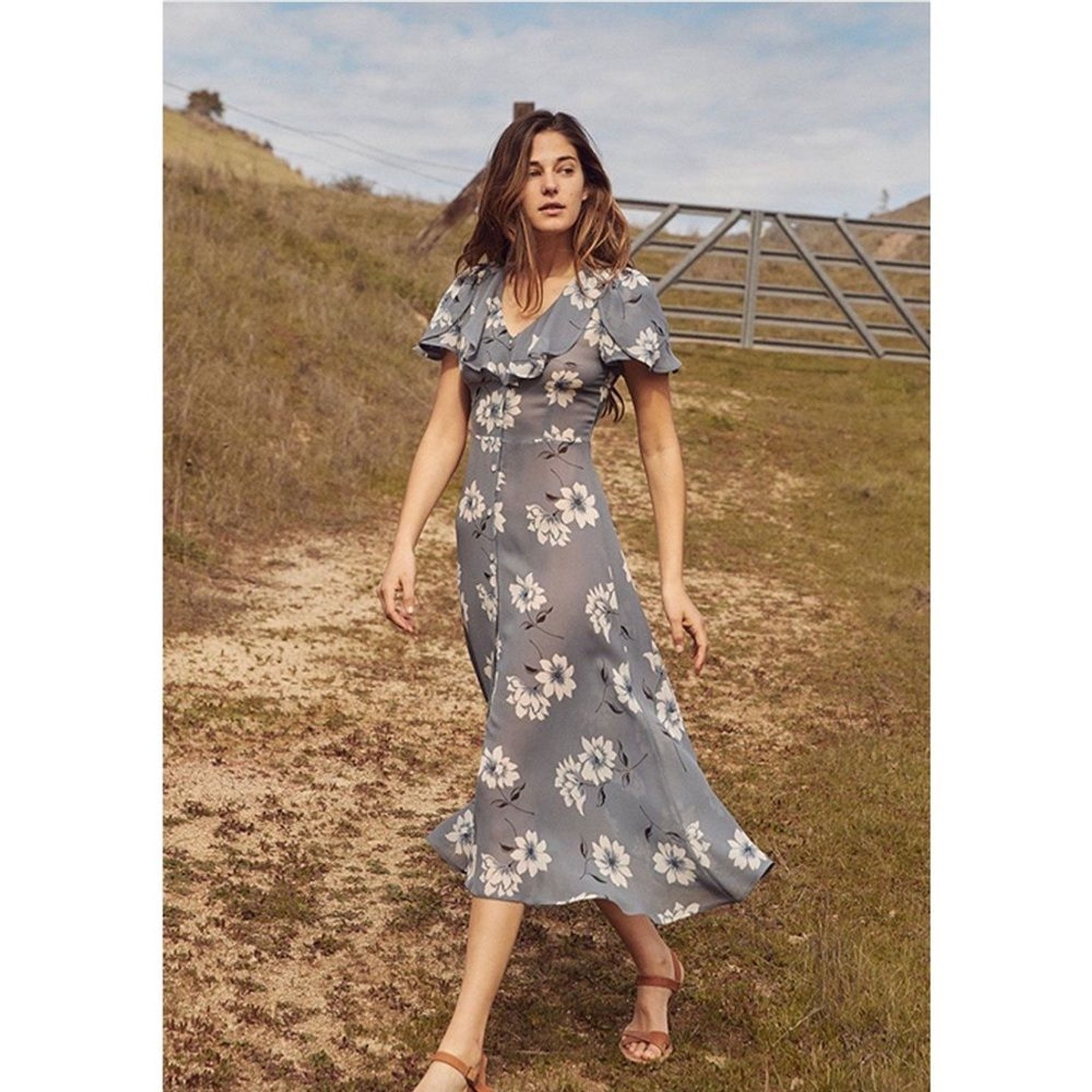 Christy Dawn The Daisy Ruffle Midi Dress Floral Mist Women’s S