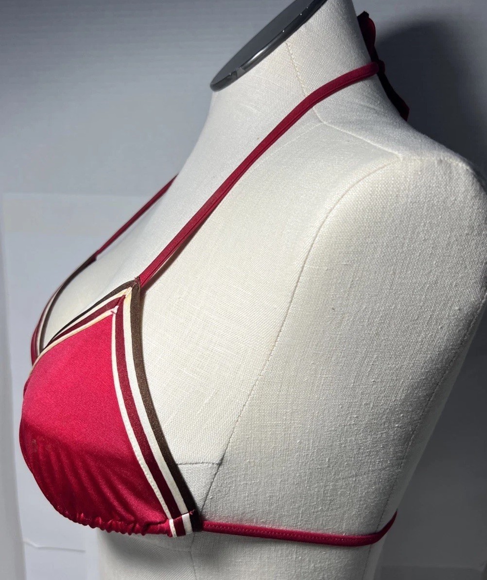 Ahlens Tempo Bikini Pinks Stripes Original Tag Europe Sweden Size 40 NOS 1980s