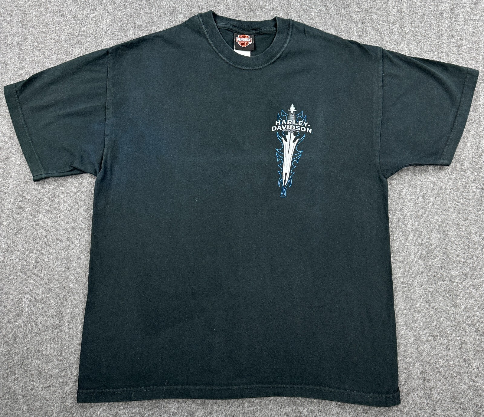 Harley Davidson Shirt Mens XL Black Tribal Macon GA Motorcycle Sword Dagger Tee