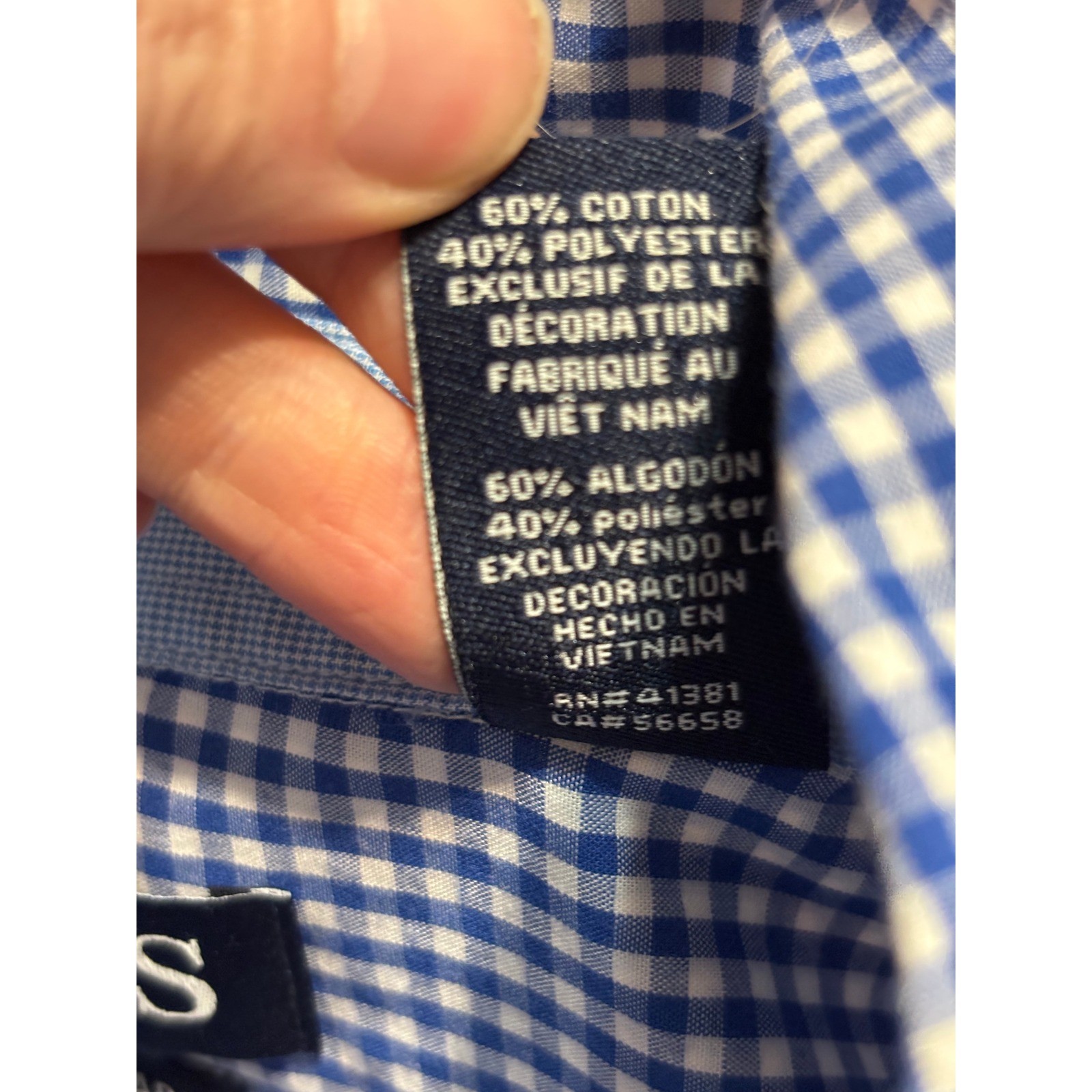 Chaps Button Down Shirt Mens XL Blue Gingham Easy Care Excellent