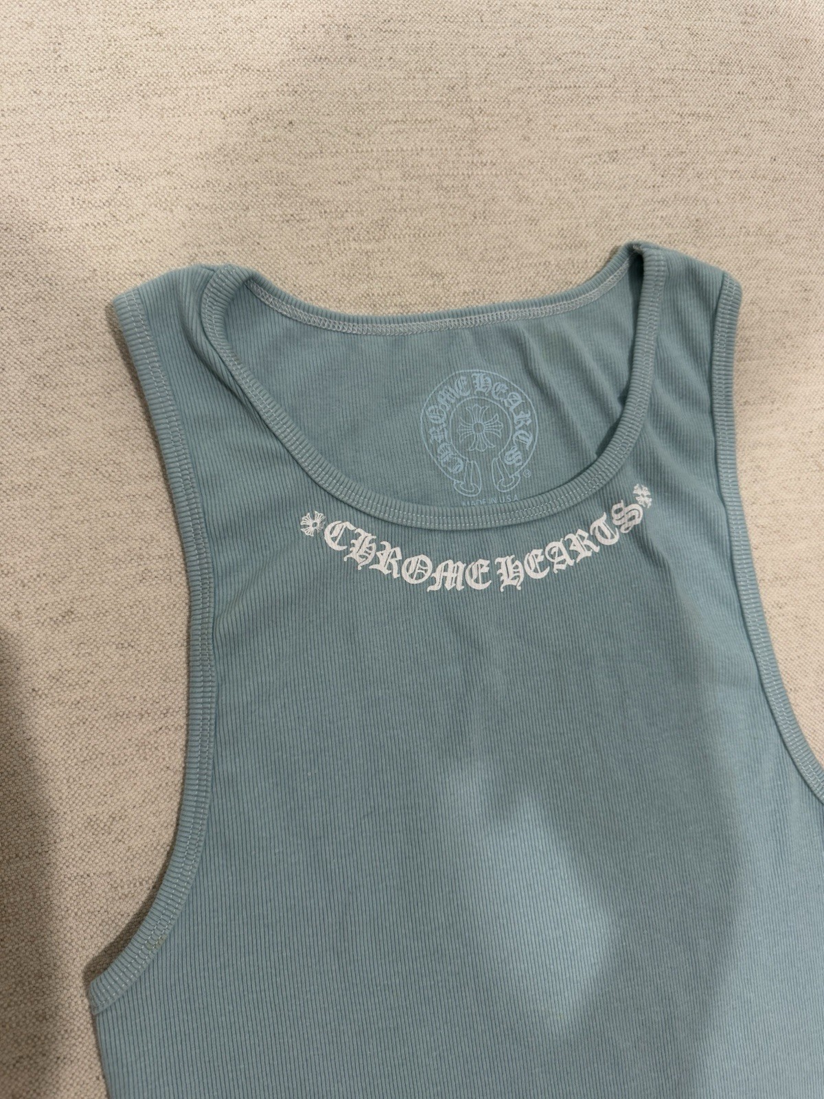 Chrome Hearts ‘Love You’ Miami Exclusive Ribbed Tank-top Baby Blue size M