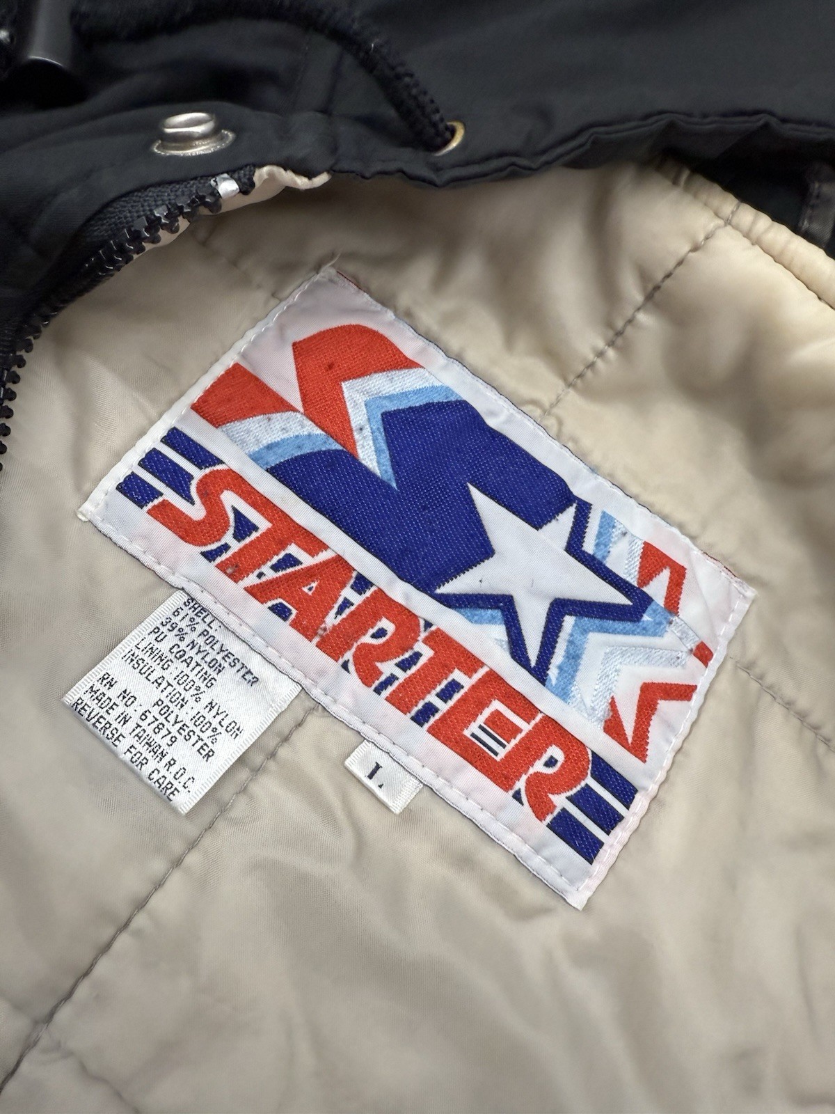 Vintage 80’s Raiders Starter Black Puffer Jacket Men’s Large Hooded *READ* NFL