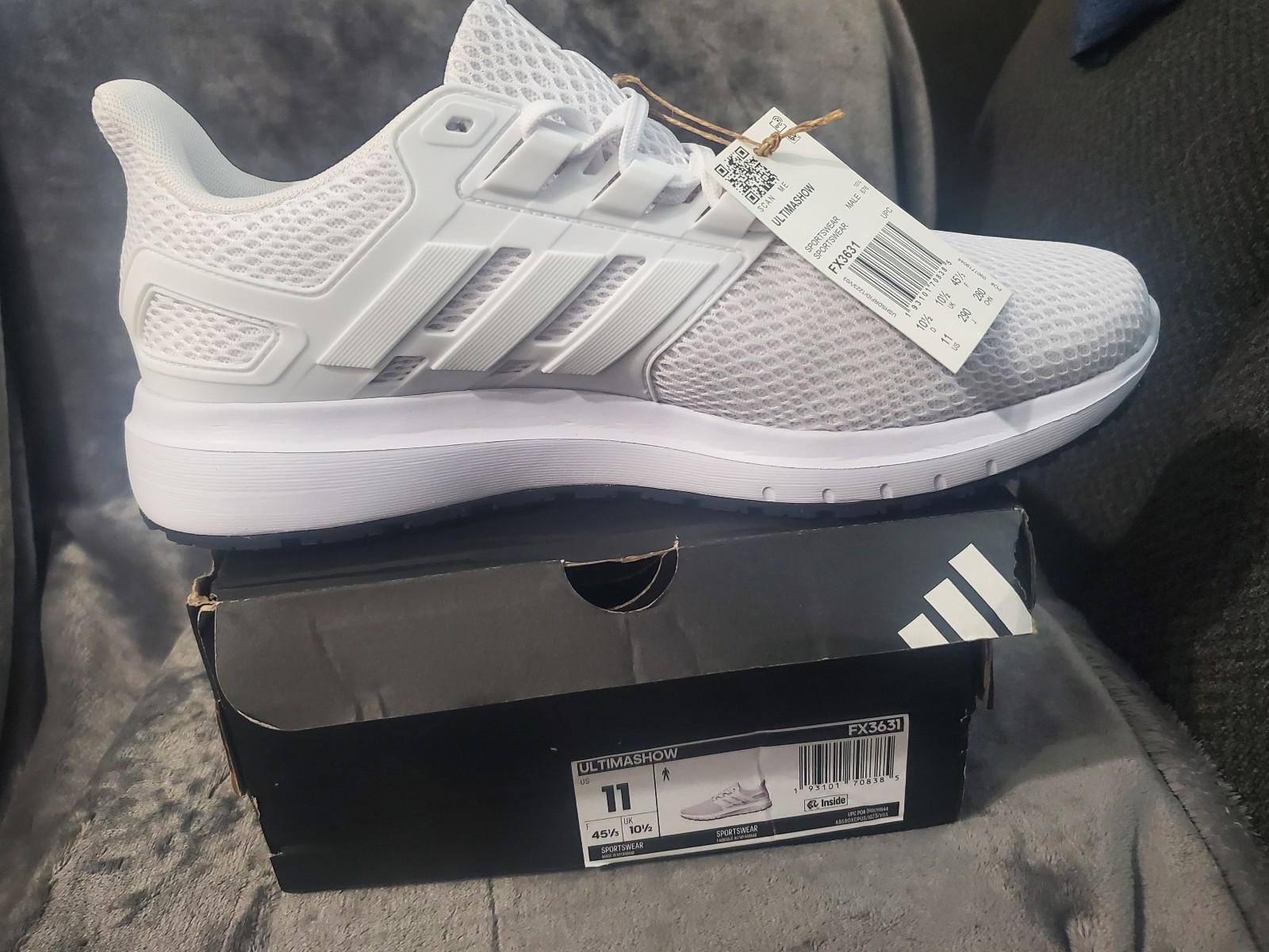 Adidas Ultimashow Cloud White Grey Two FX3631 New In Box Men Size 11 (12W)
