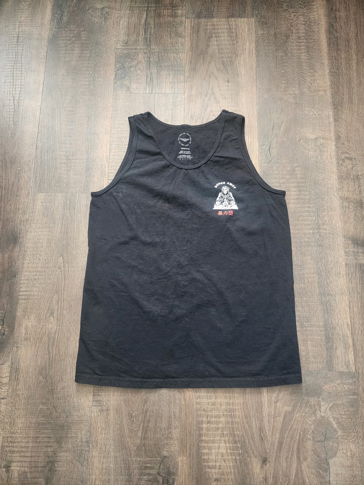 Last Call Co. Men’s Bombs Away Skeleton Skull Graphic Tank Black Cotton M