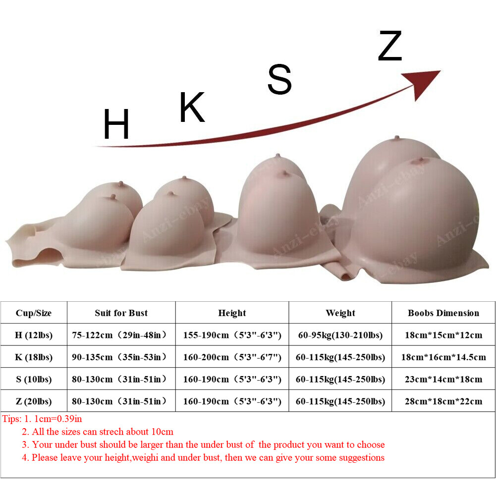 H K S Z Cup Huge Boobs Silicone Breast Forms Breastplate Crossdresser Drag Queen