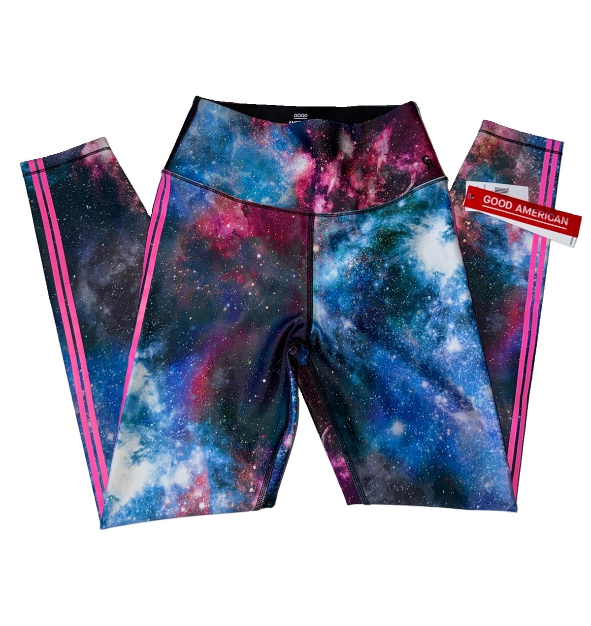 NWT Good American Black Core Strength Galaxy Leggings Size 1 / Small