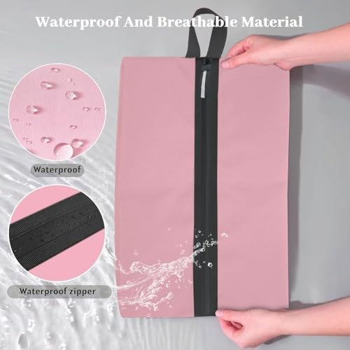 Shoe Bags for Travel Large Capacity Oxford Fabric 16.5 × 9.8 Inches Pink