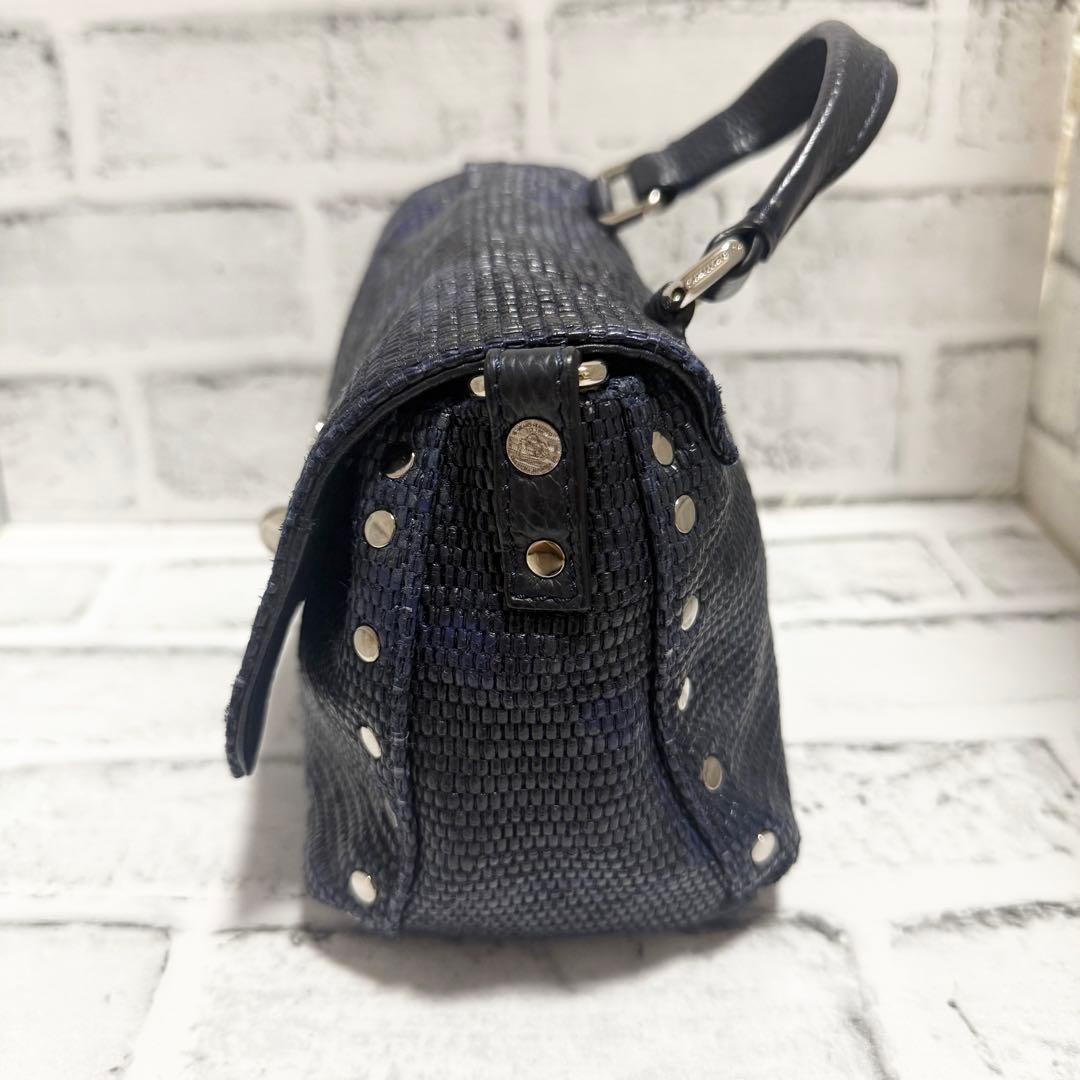 ZANELLATO Postina Leather 2 Way Shoulder Bag Navy Camouflage Authentic Rare Used
