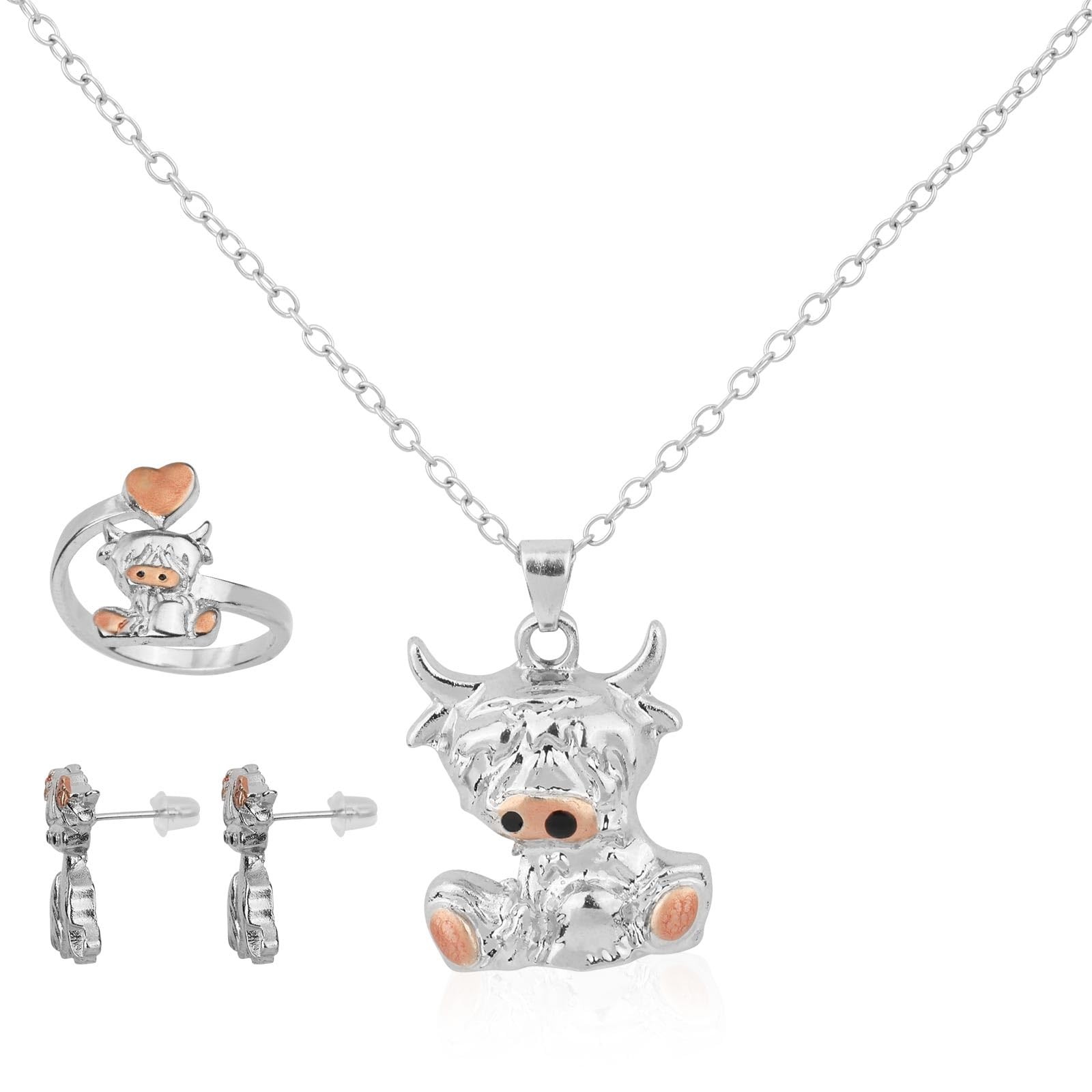 Mikovivi Highland Cow Jewelry 0.98×0.79in, as shown in the detailed picture