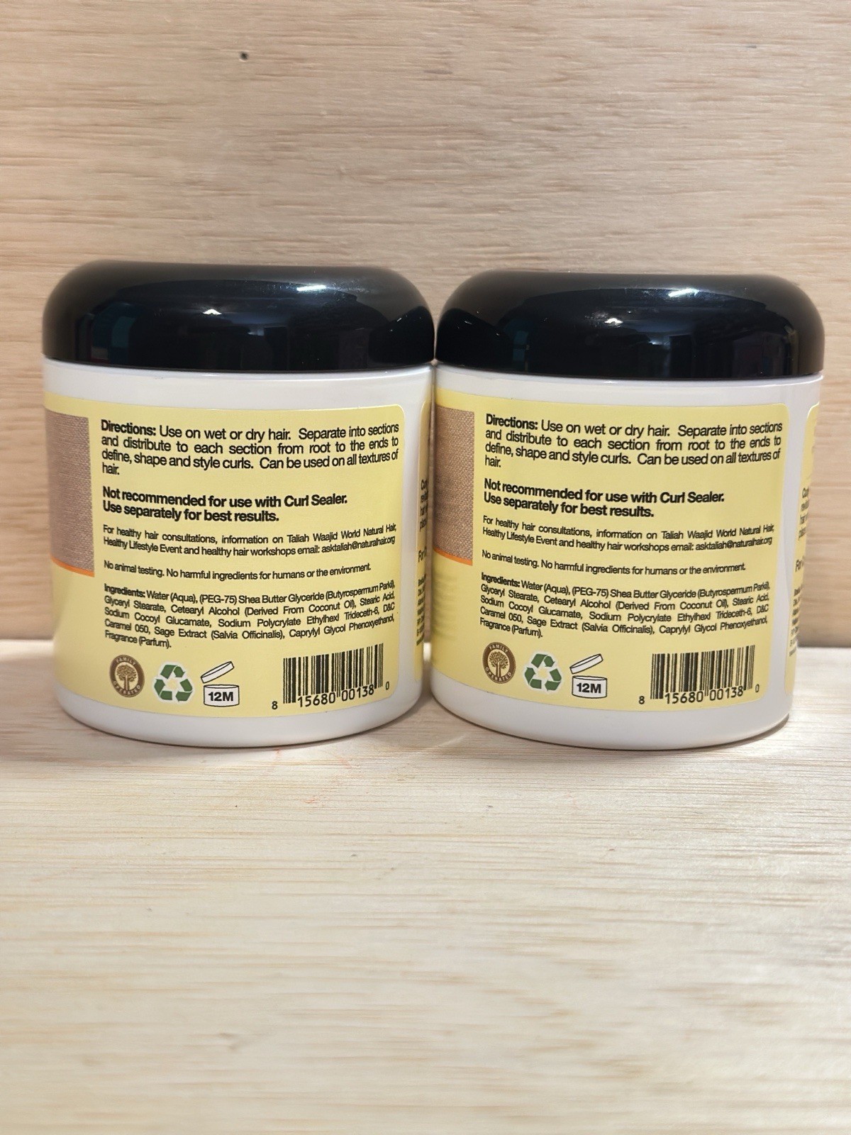 Lot 2-Taliah Waajid Curls Waves Natural – Curly Curl Cream | 6 Fl Oz Ea