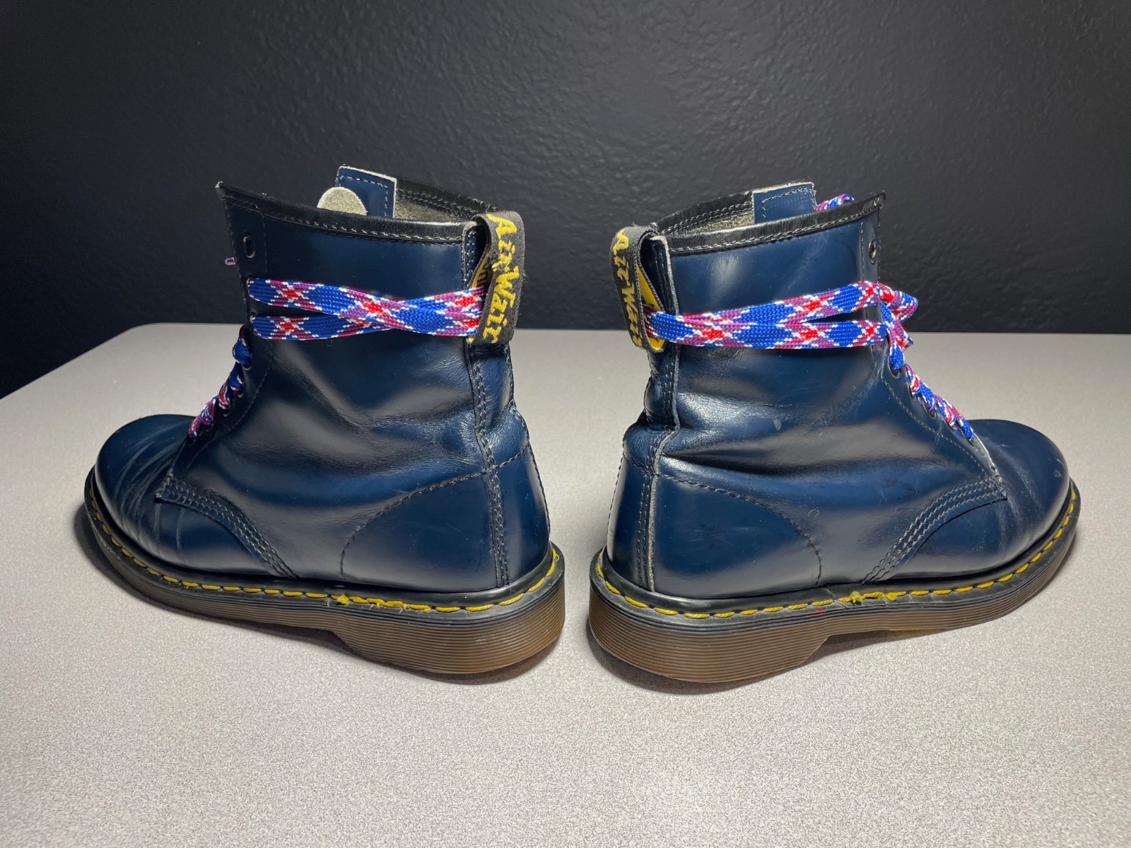 dr martens 1460 8 eyelet blue leather boots made in england men’s 8 RARE