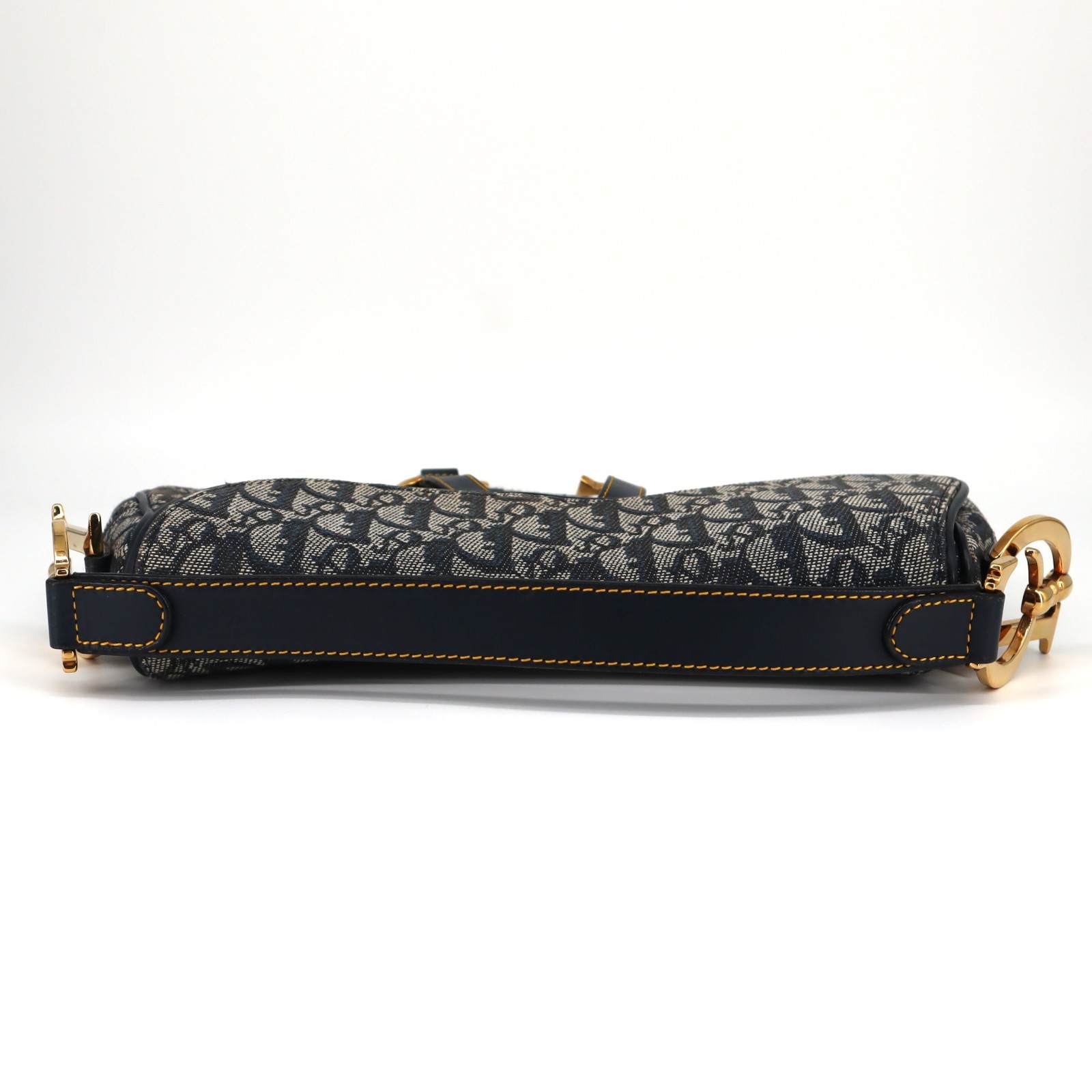 [Pre-owned] Christian Dior Trotter Double Saddle Bag Canvas Navy