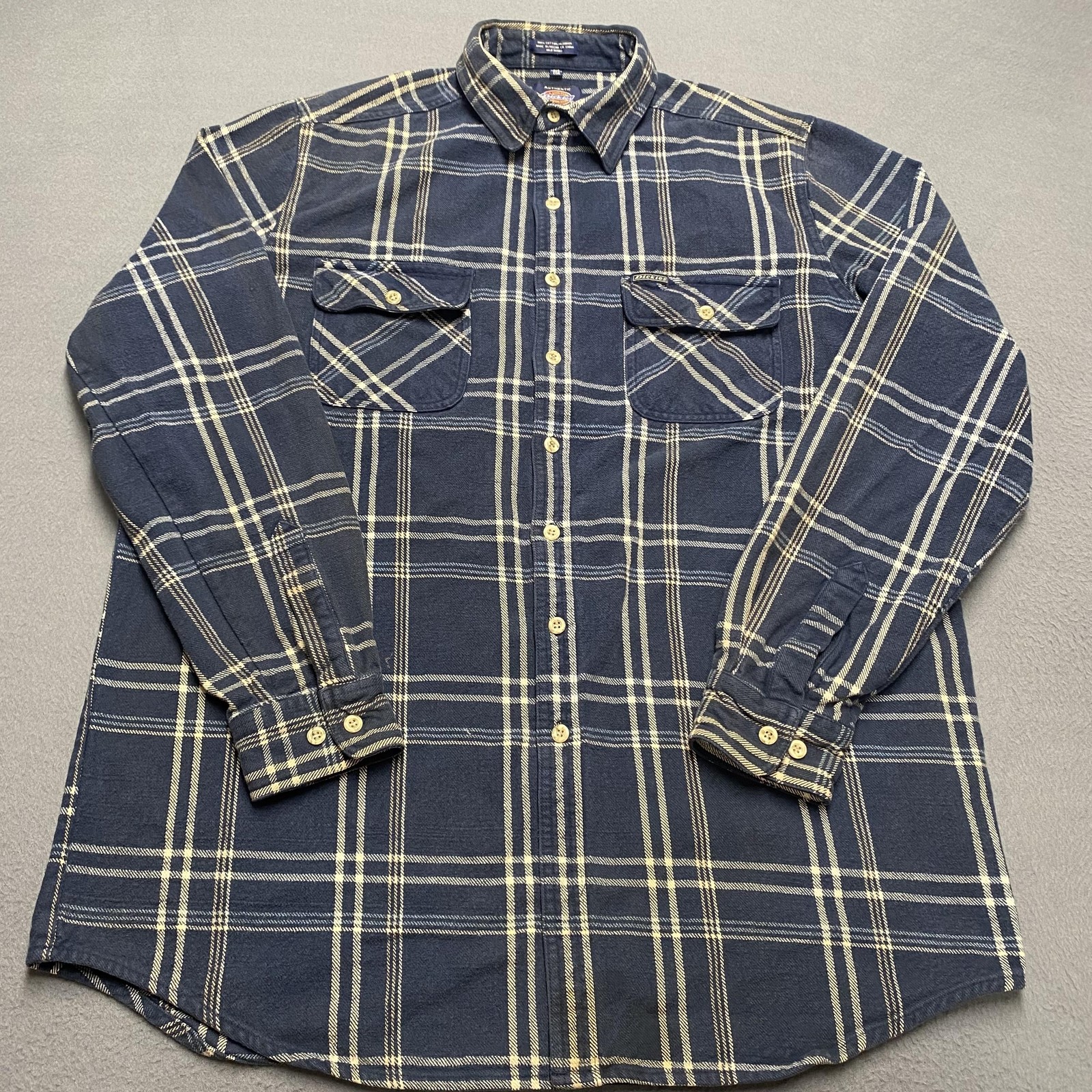Dickies Shirt Mens XLT Blue Plaid Flannel Button Down Long Sleeve Workwear Tall