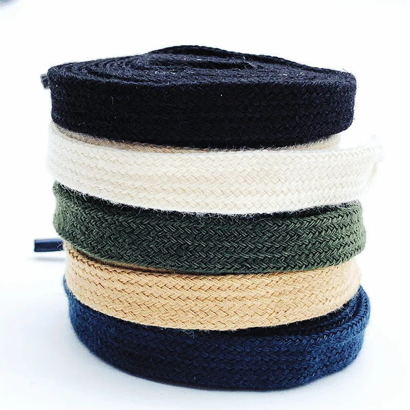 0.8cm Classic Cotton Shoelaces for Sneakers Canva Shoes Solid-Color Flat Laces N