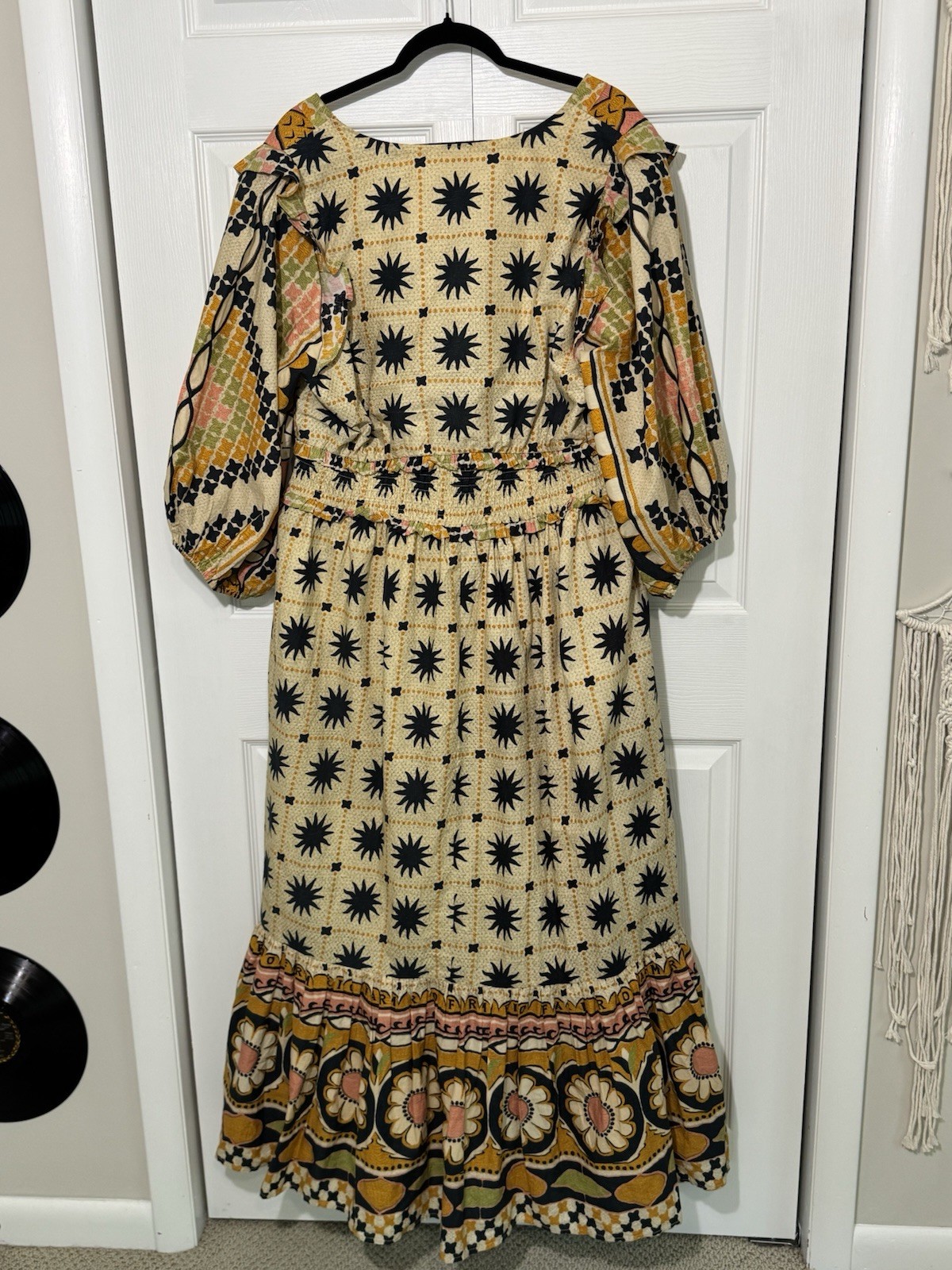 FARM Rio for Anthropologie Plus 1X Floral V-Neck Smocked Pocket Midi Dress