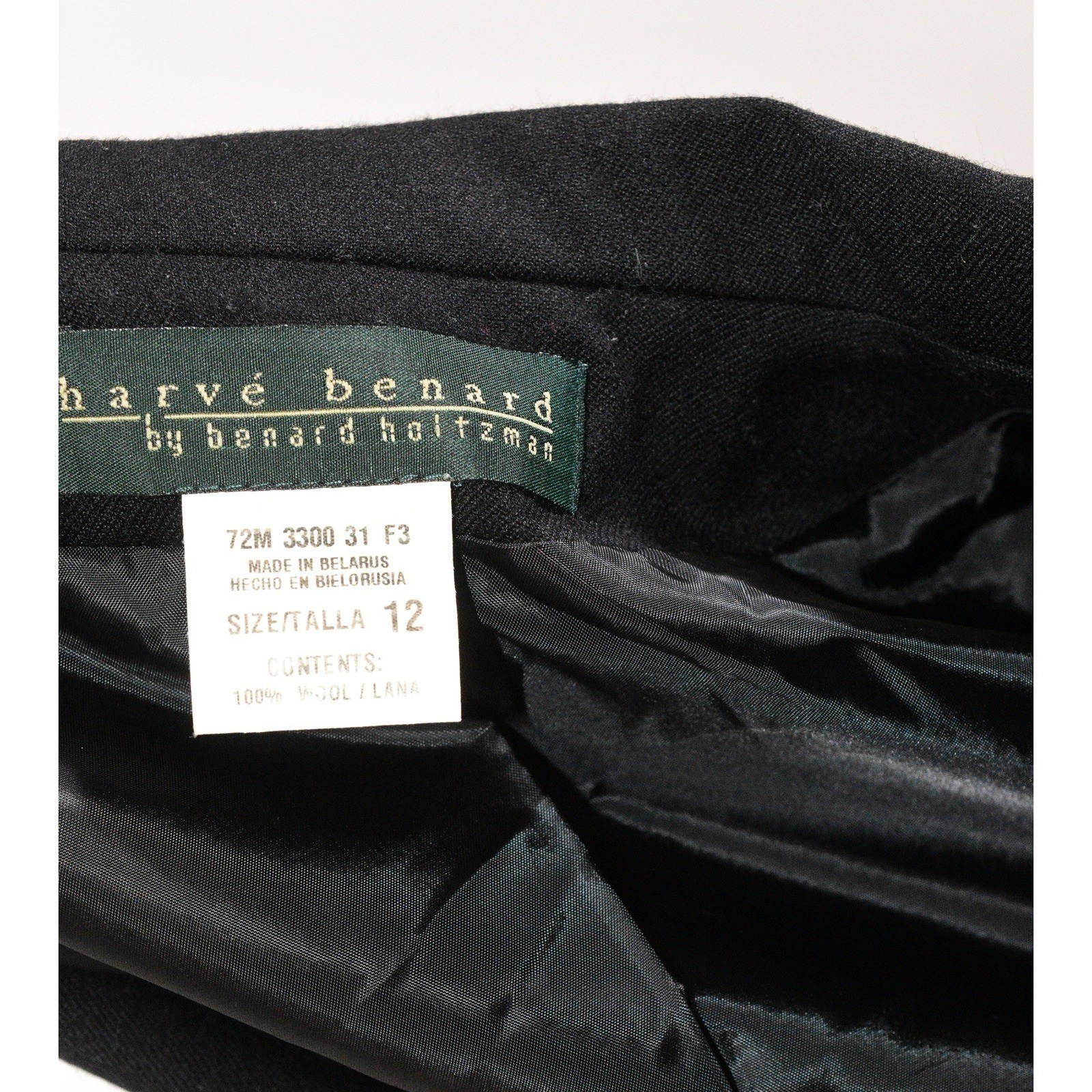 90s Harve Benard Wool Blazer Womens L Black 1 Button Shoulder Pads Minimalist
