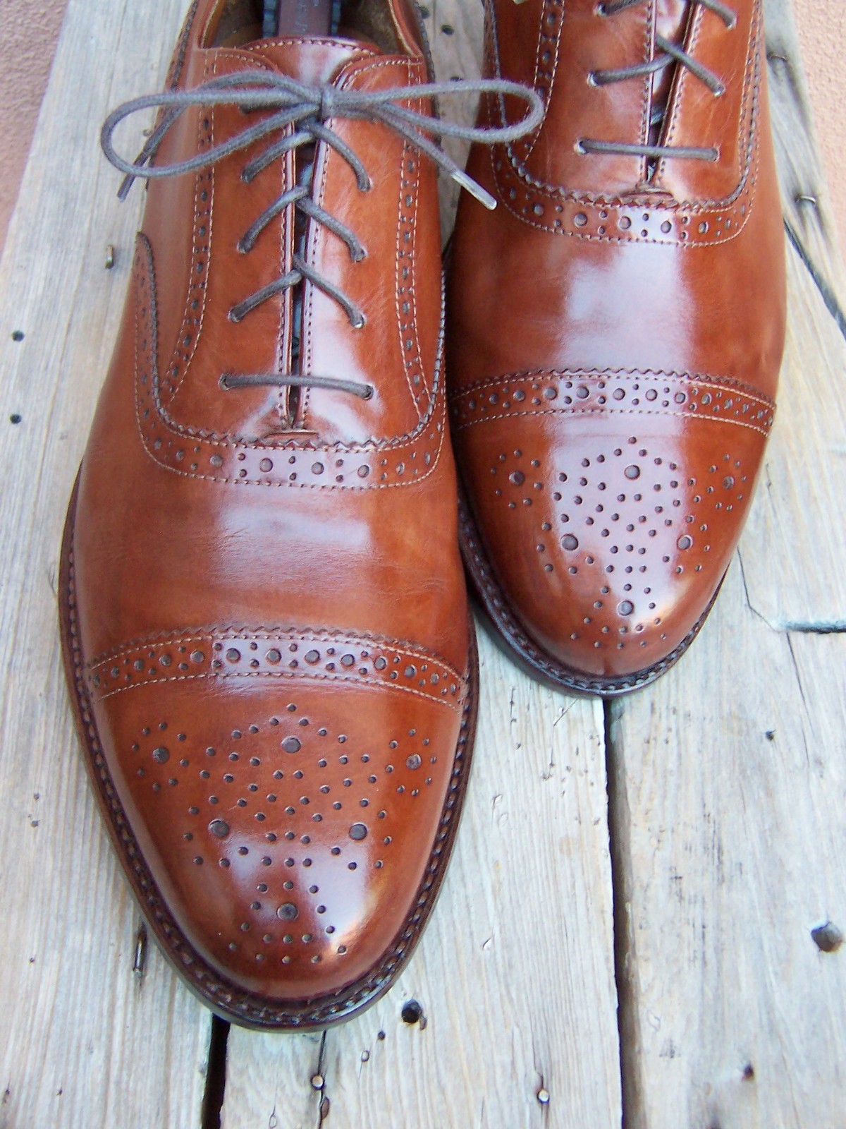 J. CREW Mens Dress Shoes Brown Leather Bench Made Cap Toe Oxfords Sz Size 12D