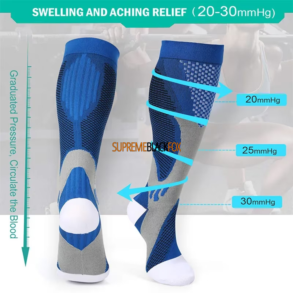 Compression Socks (4 Pairs) Support Medical 20-30mmHg Knee High Unisex (S-XXL)
