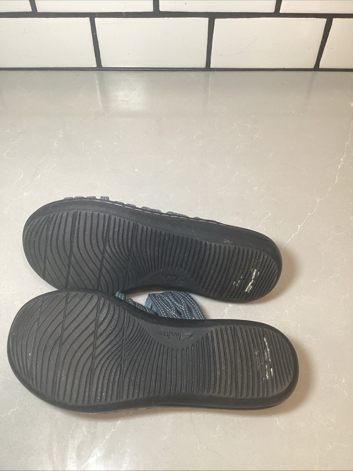 Clark’s Collection Laurieann Cove Blue/Grey Leather Sandals Women’s 6