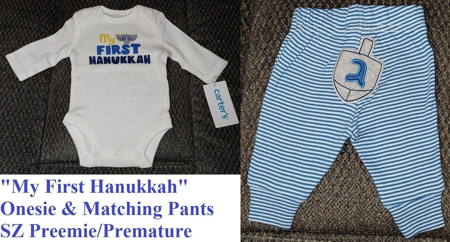 Size Preemie Premature Outfit Set Carter’s My First Hanukkah Blue New With Tags