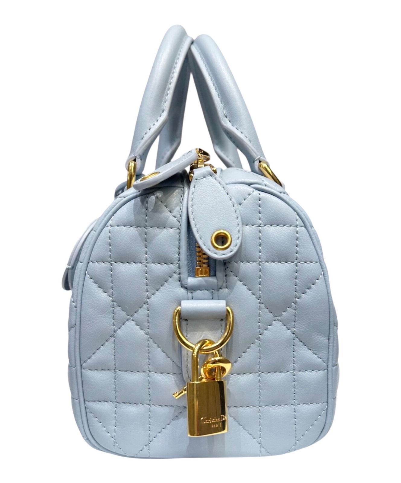 Christian Dior Boston Bag Groove 20 Pale Blue Calfskin Width 7.87 in Women 99