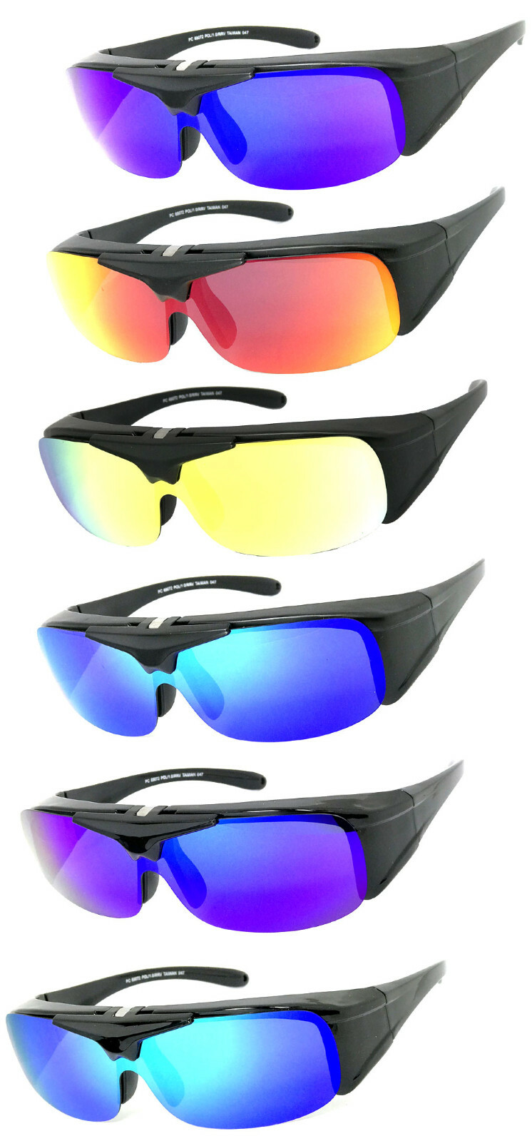 Flip Up Fit Over Sunglasses Polarized Mirror Lens Over PRESCRIPTION GLASSES UV