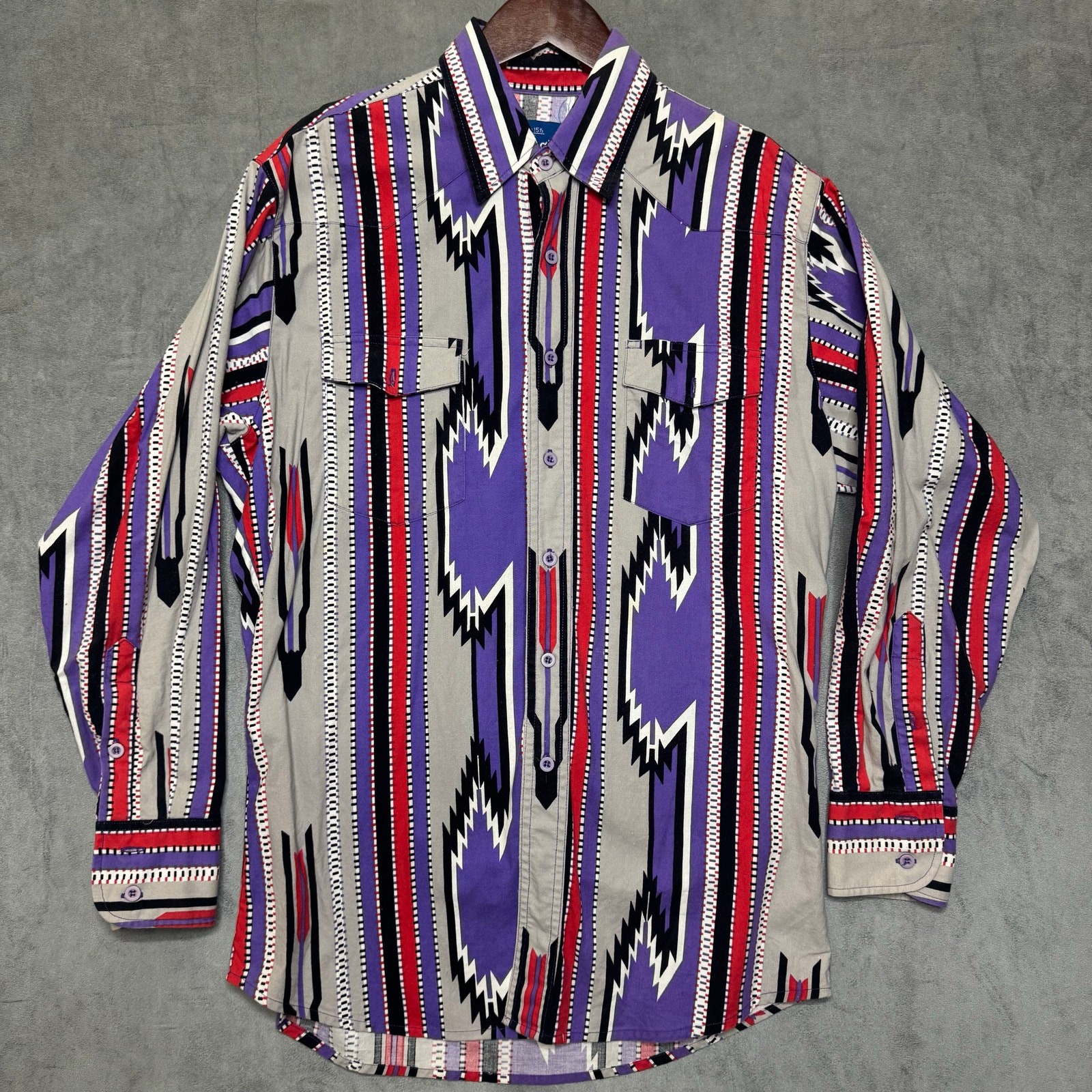 Vtg Wrangler 90’s Tribal Aztec Pattern Medium Native Western Shirt Buttondown