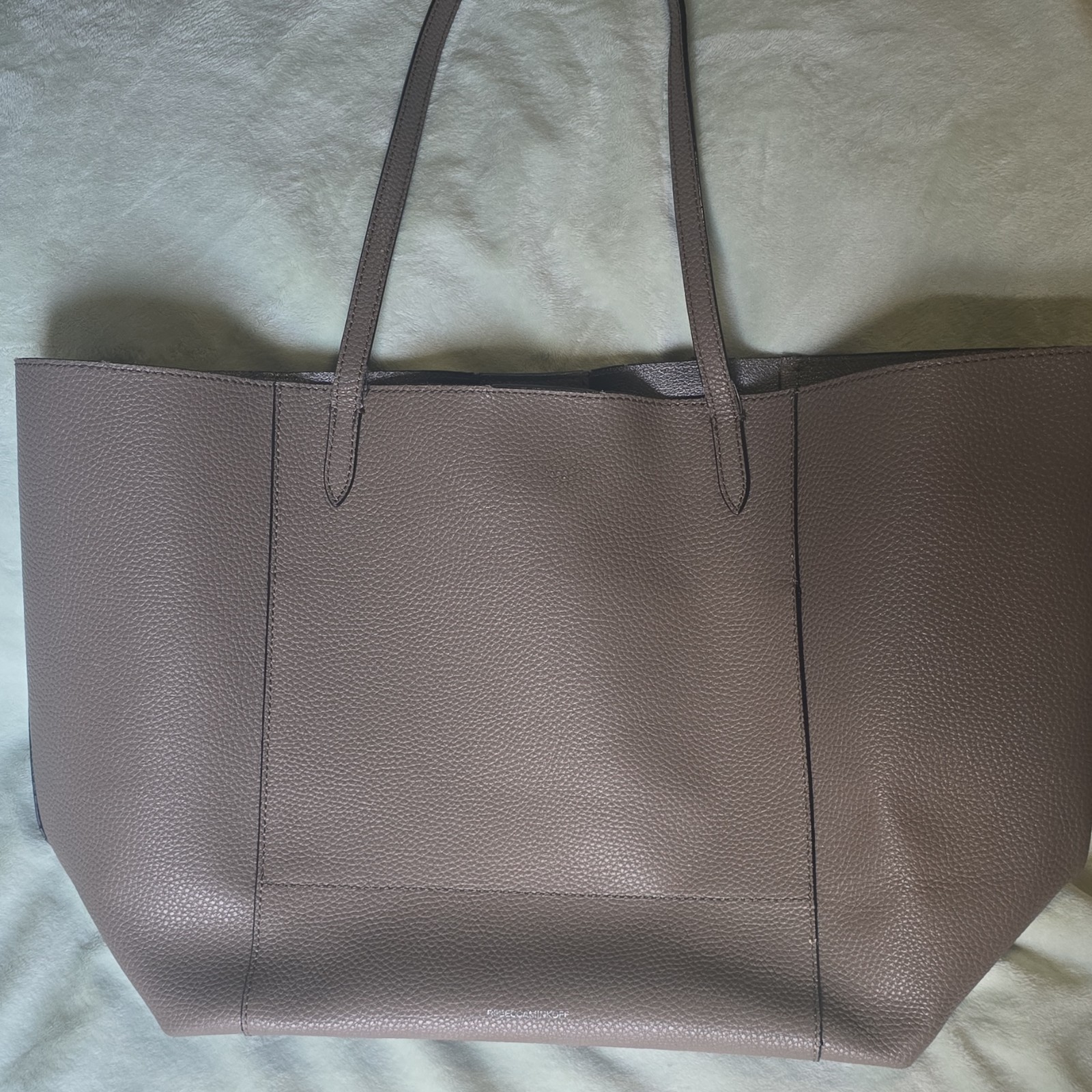 Rebecca Minkoff Gray Solid Tote Bag Snap Closure Silver Hardware Zipper Pockets