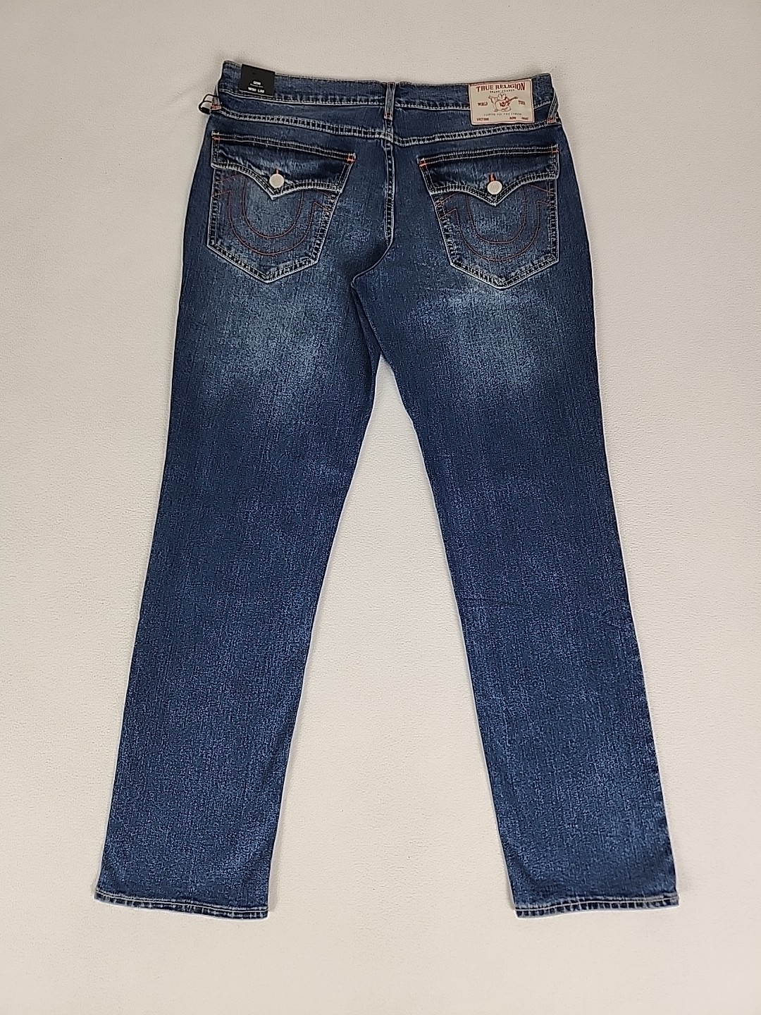True Religion Geno Relaxed Slim Straight Leg Denim Jeans 33X32 Men’s Blue Flap