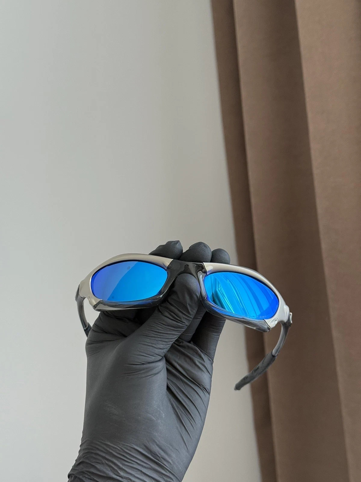 Oakley Minute Splice Redux Silver Blue Vintage Sunglasses Gorpcore USA Y2K