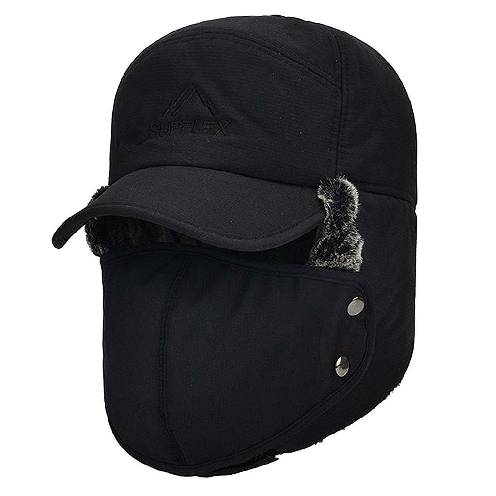 Men Winter Ear Flap Trapper Hat Face Mask Fur Aviator Thermal Warm Snow Ski Cap
