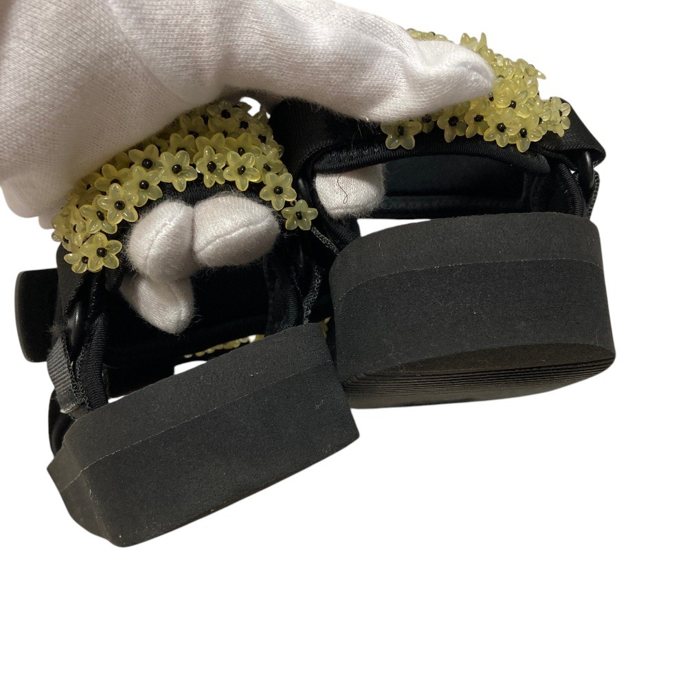 SUICOKE × CECILIE BAHNSEN Maria Flower Bead Sandals 9.1″” Black Women USED
