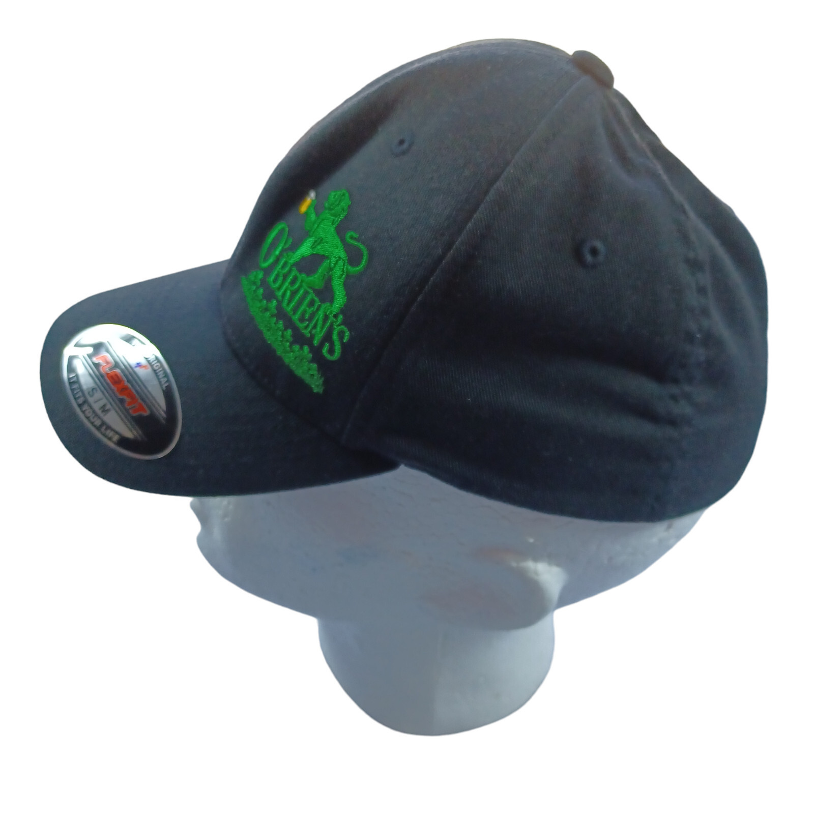 FlexFit Short billed cap S/M (6 3/4-7 1/4) Elastic back Black/Grey/Green