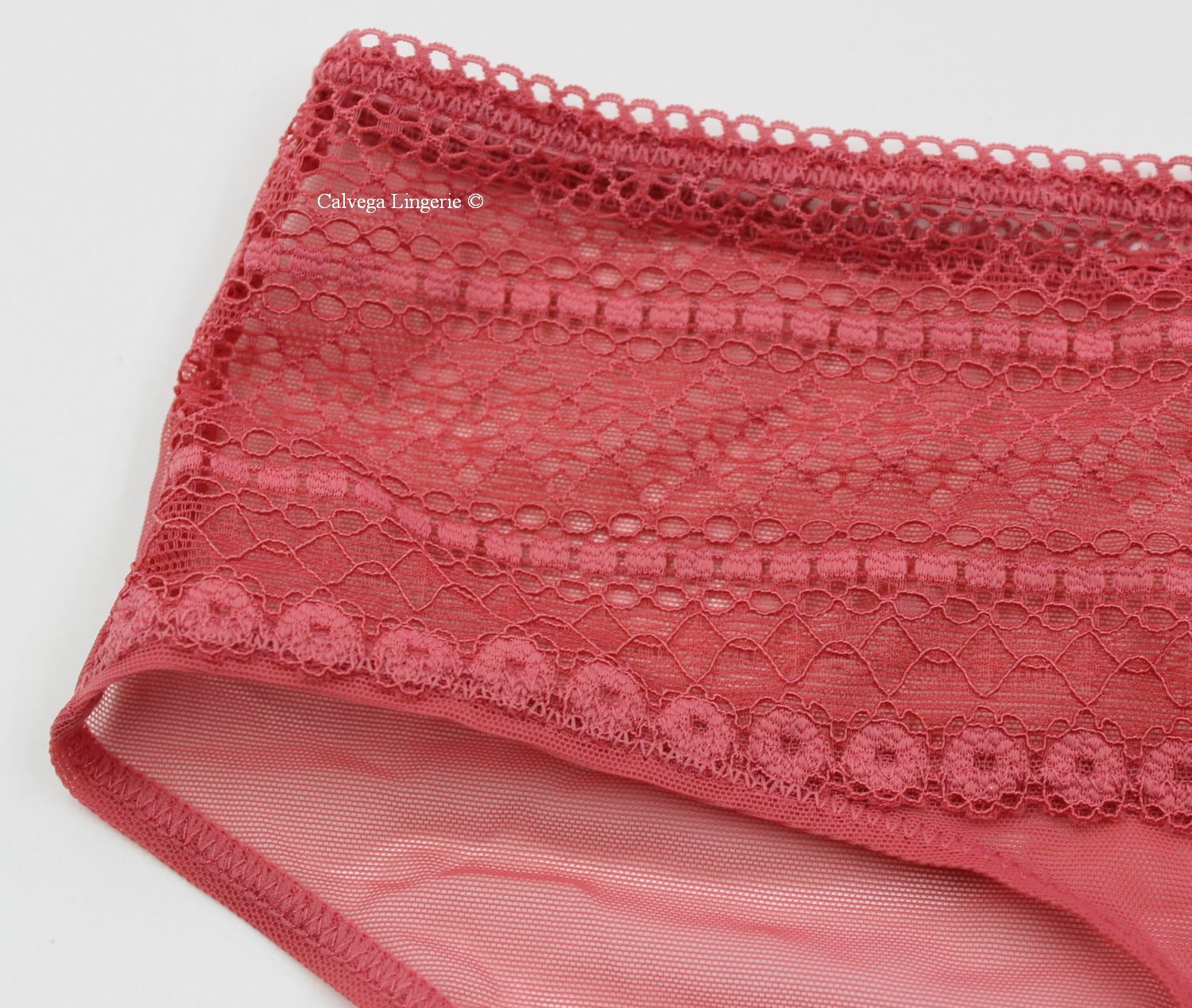 NWT DKNY DK5085 “Lace and Mesh” Lightweight Bikini Hipster Panty, Indian Red 7EW