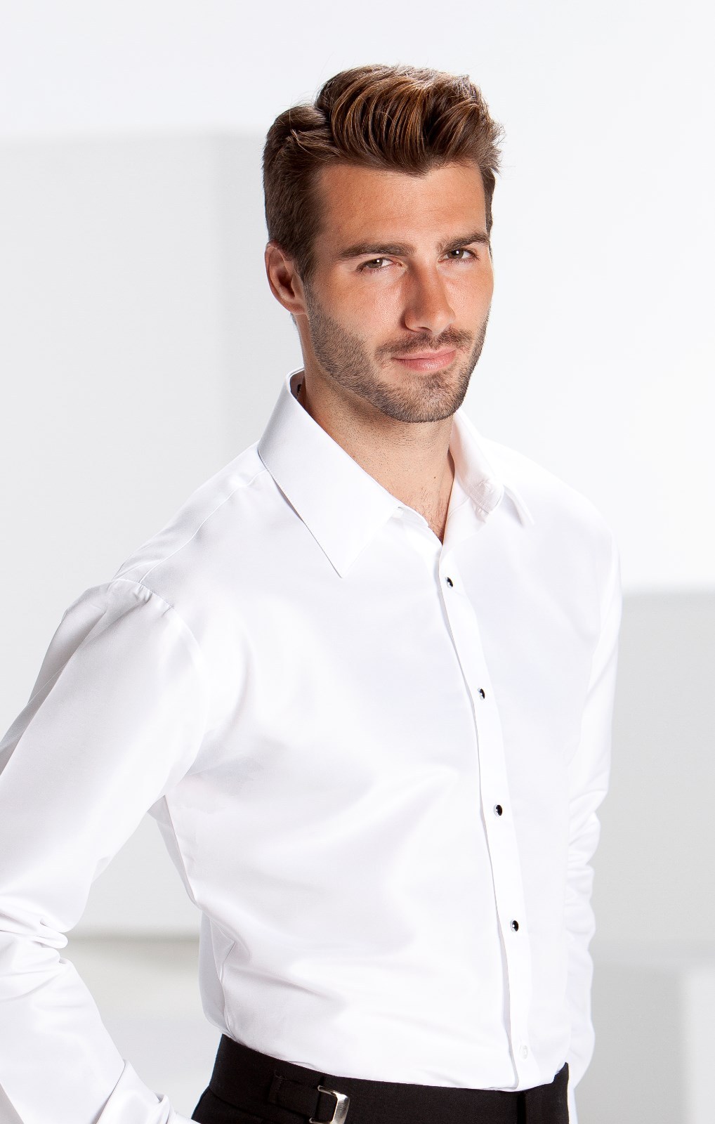 WHITE MICROFIBER DRESS SHIRT – Men’s small (14.5”) to size 4X (21-22”)