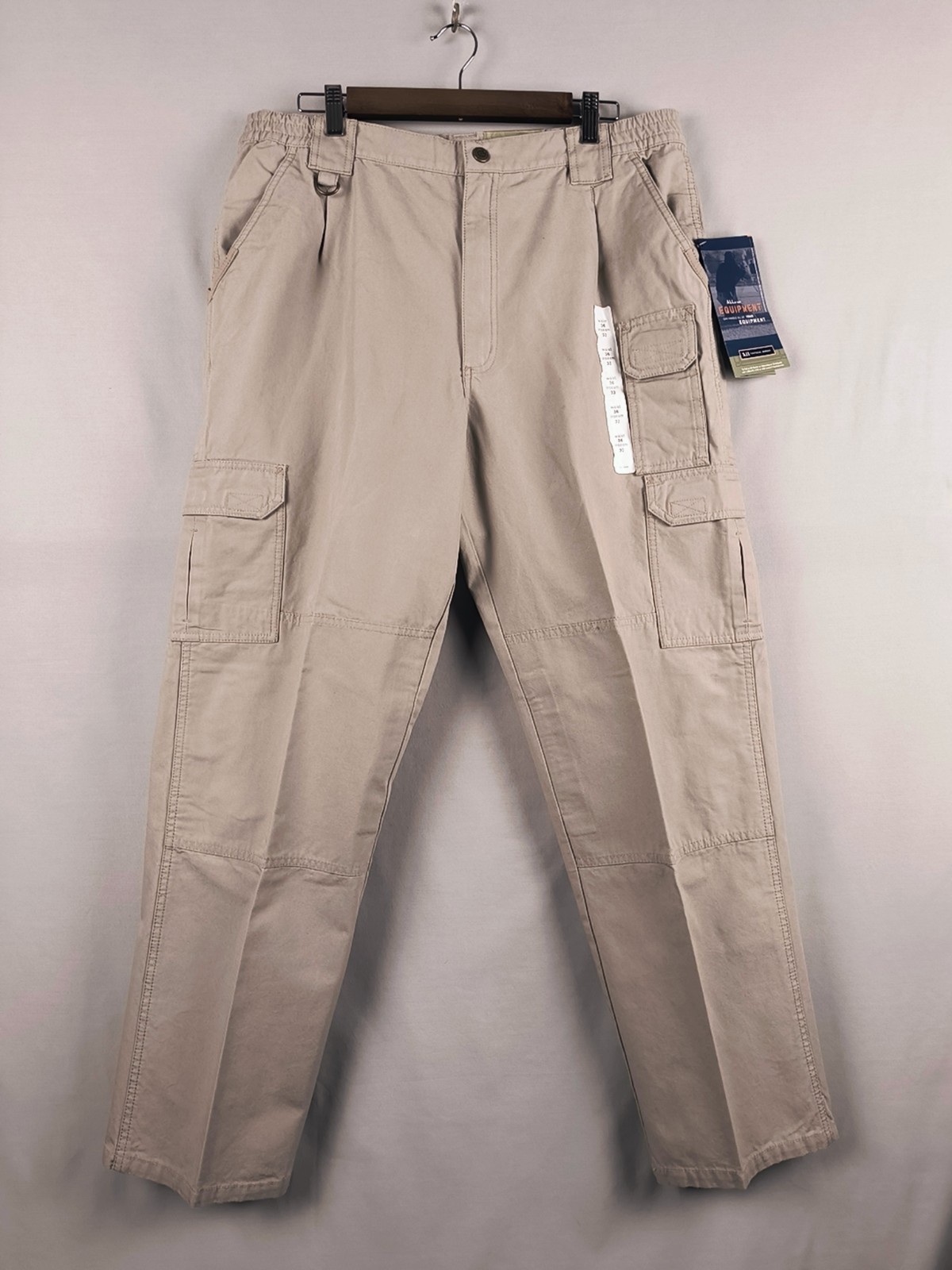 New 5.11 Tactical Original Cargo Pants Mens 36×32 Khaki 74251 Outdoor Hike Fish