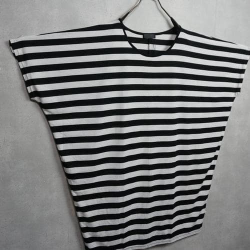 Big Striped T-Shirt Oversized Navy White Short Sleeve