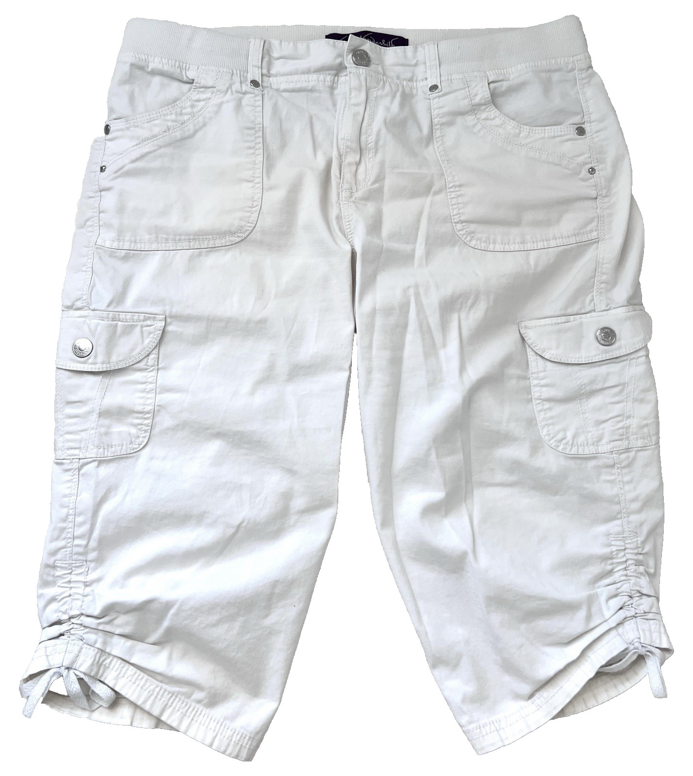 Gloria Vanderbilt Pants Womens 12 White Lana Skimmer Cargo Capri Crop Drawstring