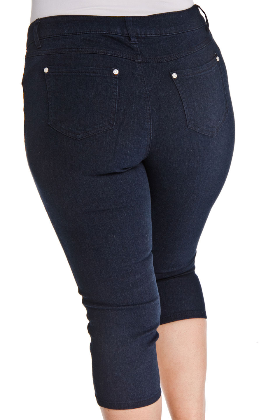 Jack David WOMENS PLUS SIZE Elastic Waist Pull On Stretch Microfiber CAPRI JEANS