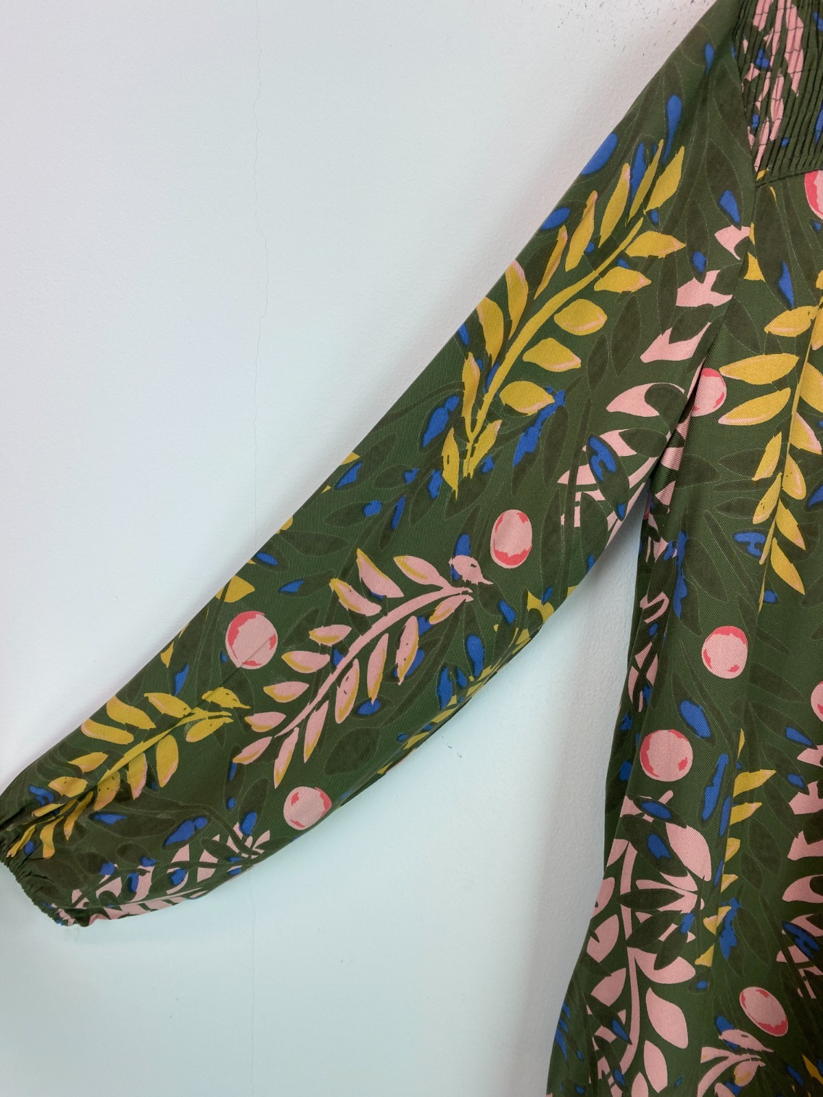 Brakeburn Green Floral Print Smock Top Round Neck Long Sleeve Pockets UK 8