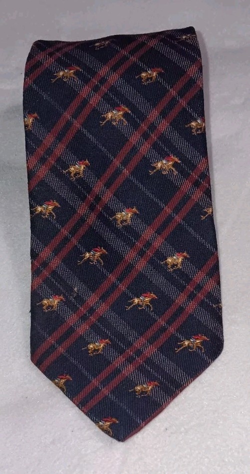 Vintage Racing horse Mens Neck Tie Jack Henry By John Comfort Wool Silk Blend…