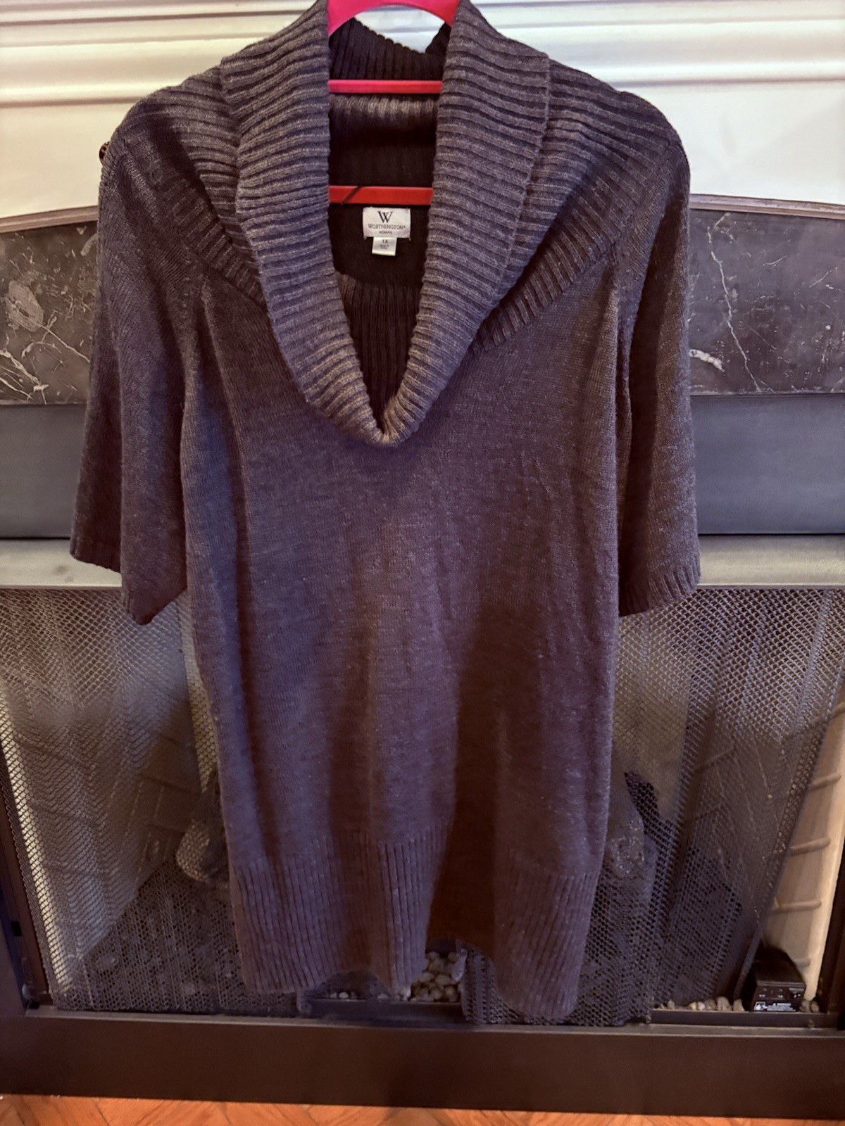 Worthing Brand Dark Grey Cowl Neck Sweater With Button Details On Shoulders.